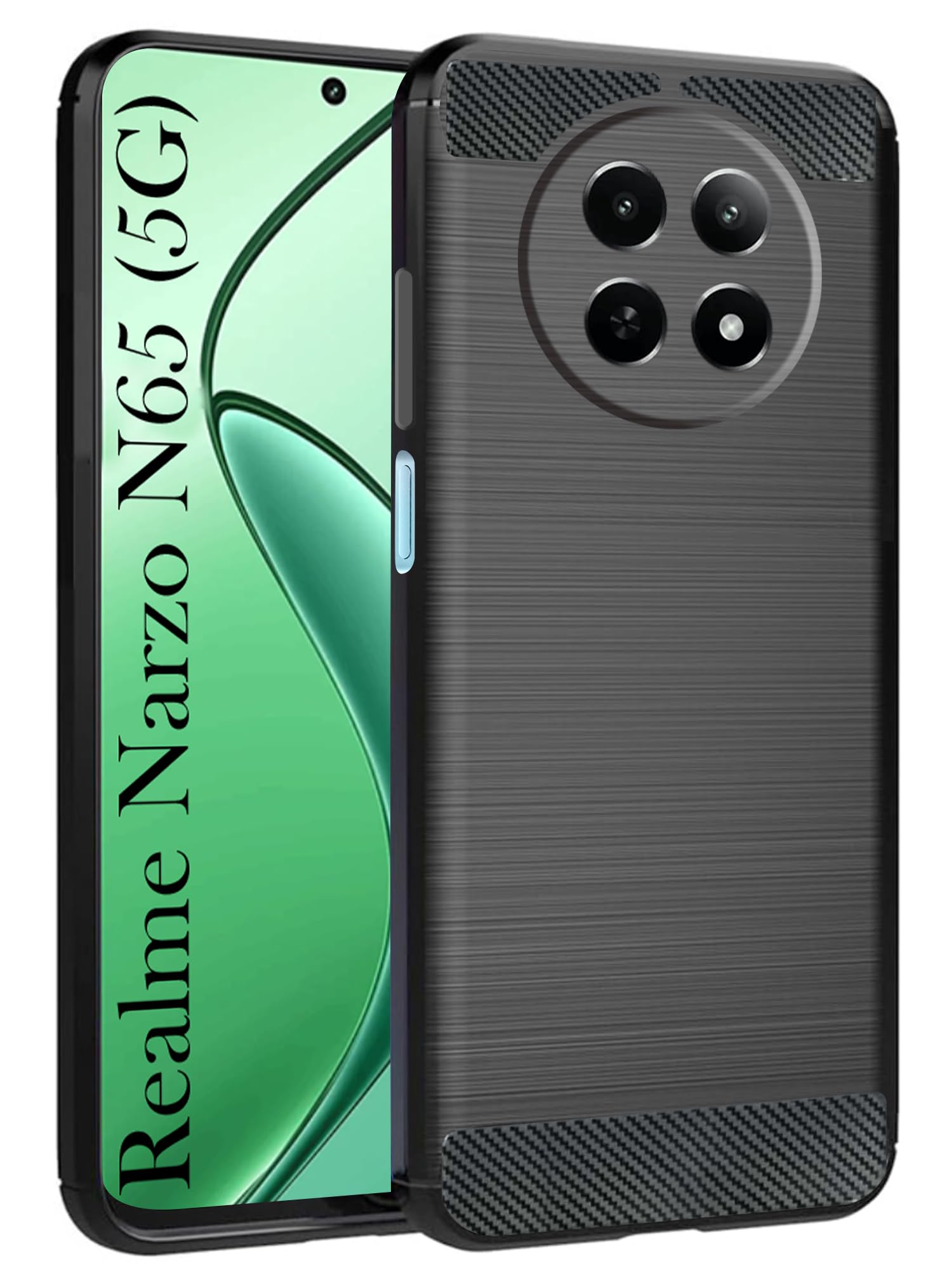 For Realme Narzo N65 5G Back Cover Case (Hybrid Armor Case | Carbon Fiber Shockproof | Soft and Flexible)