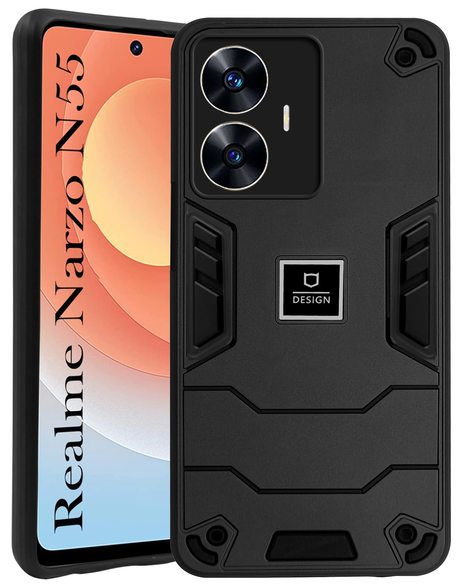 For Realme Narzo N55 Back Cover Case (Lightweight Hybrid Armor Shockproof Polycarbonate)
