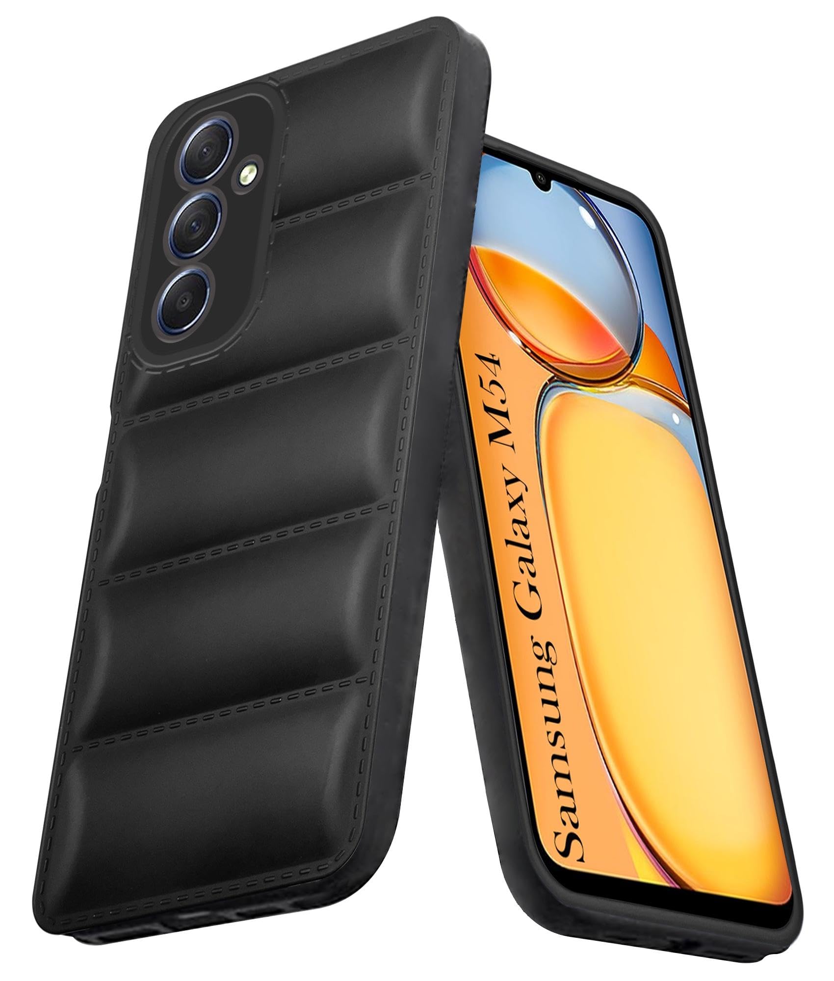 For Samsung Galaxy M54 5G Back Cover Case (Puffer Cushion Wave Design | Camera Protection)