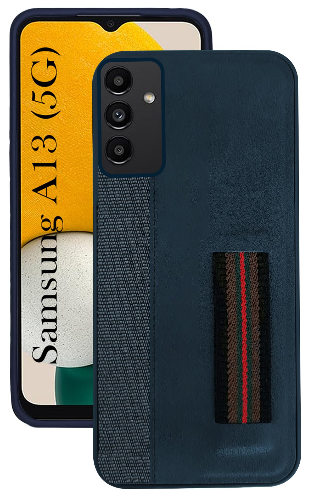 For Samsung Galaxy A13 5G Back Cover Case (Professional PU Leather | Strip Chain Holder Socket)