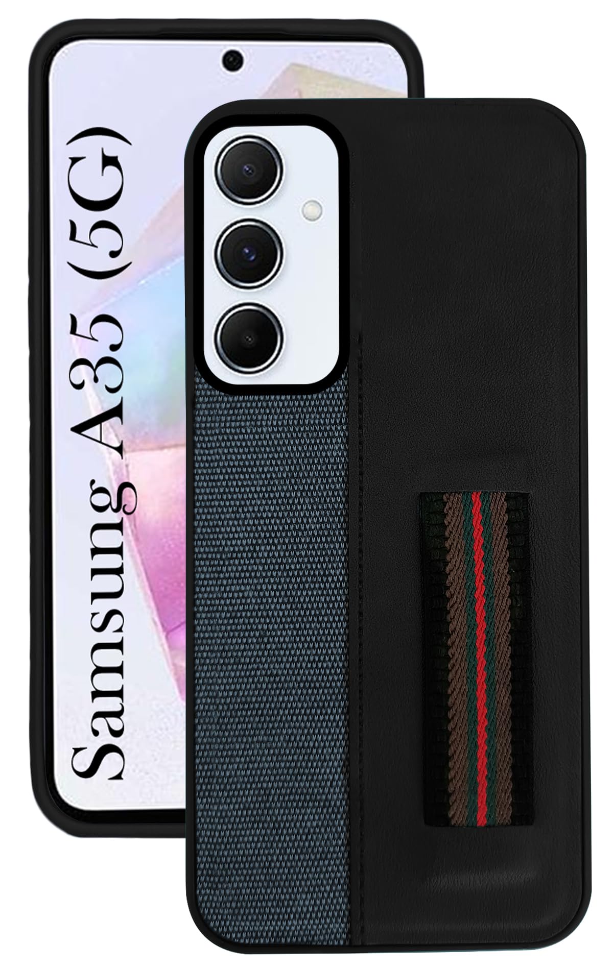 For Samsung Galaxy A35 5G Back Cover Case (Professional PU Leather | Strip Chain Holder Socket)