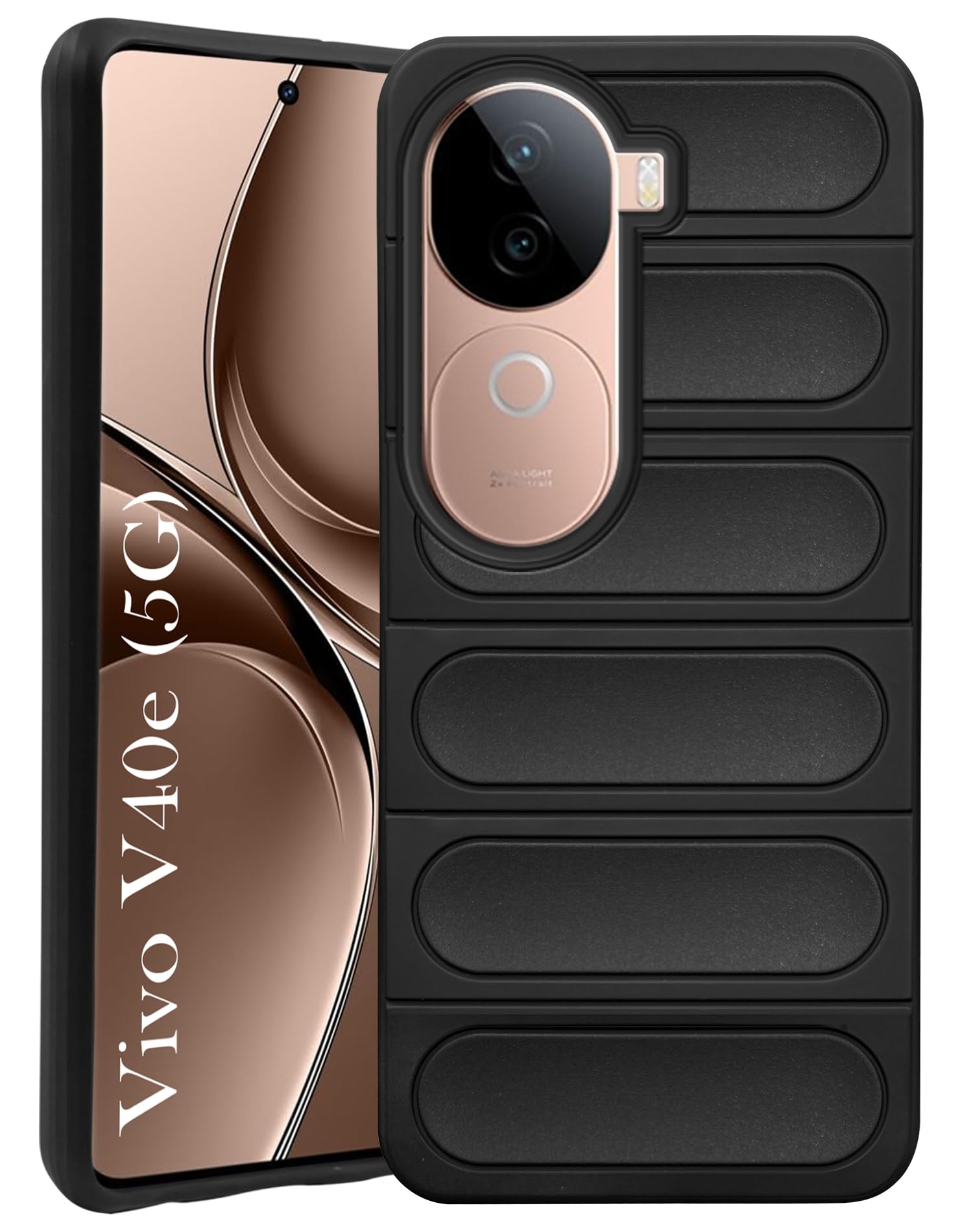 For Vivo V40e Back Cover Case (Matte Liquid Silicone | Professional Design | Camera Protection | Wave Black)