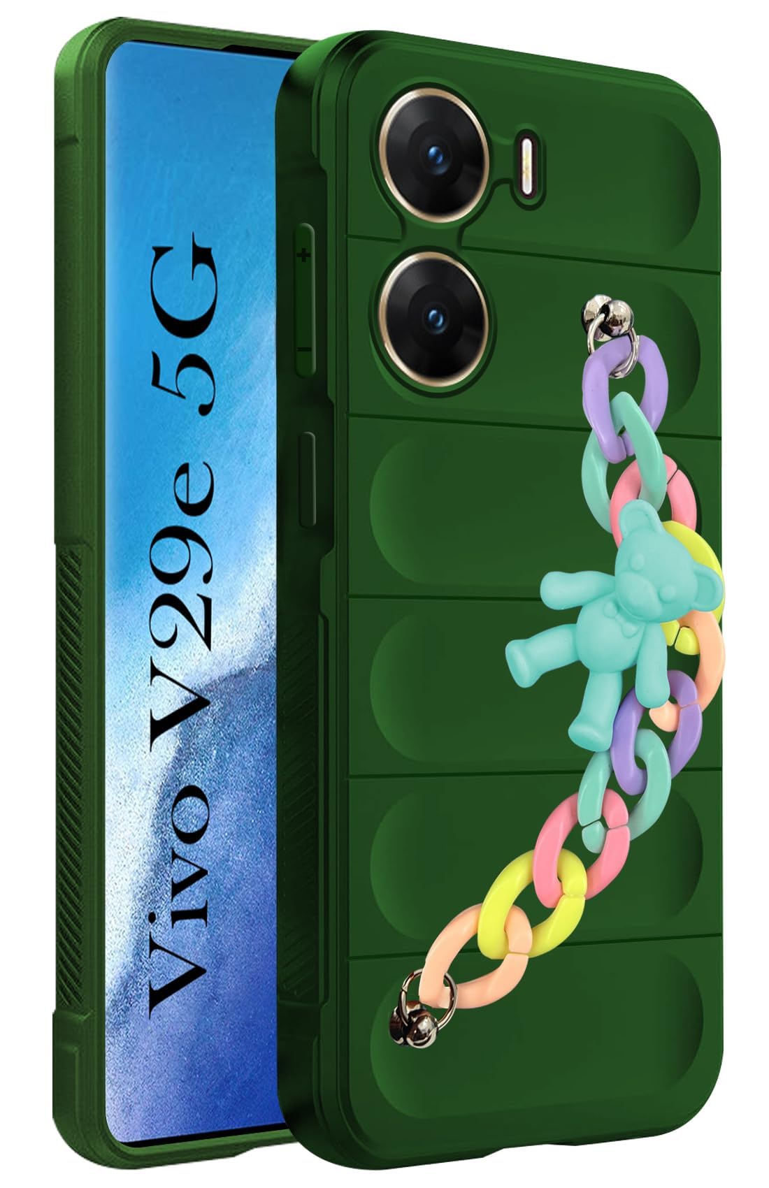 For Vivo V29e 5G Back Case for Girls (Wrist Hanging Chain | Micro-Fiber Cloth Inside with Bracelet)
