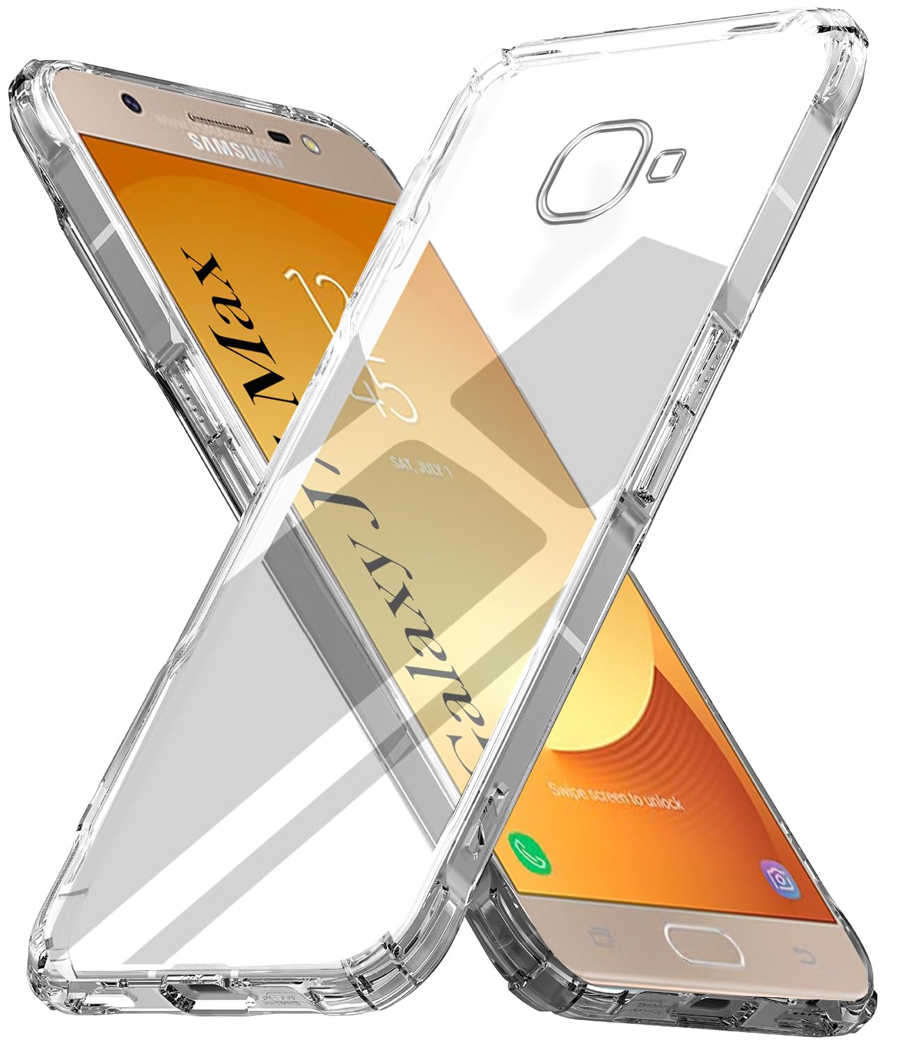 For Samsung Galaxy J7 Max Back Cover Case (Hard Crystal Clear | Shockproof Bumpers)