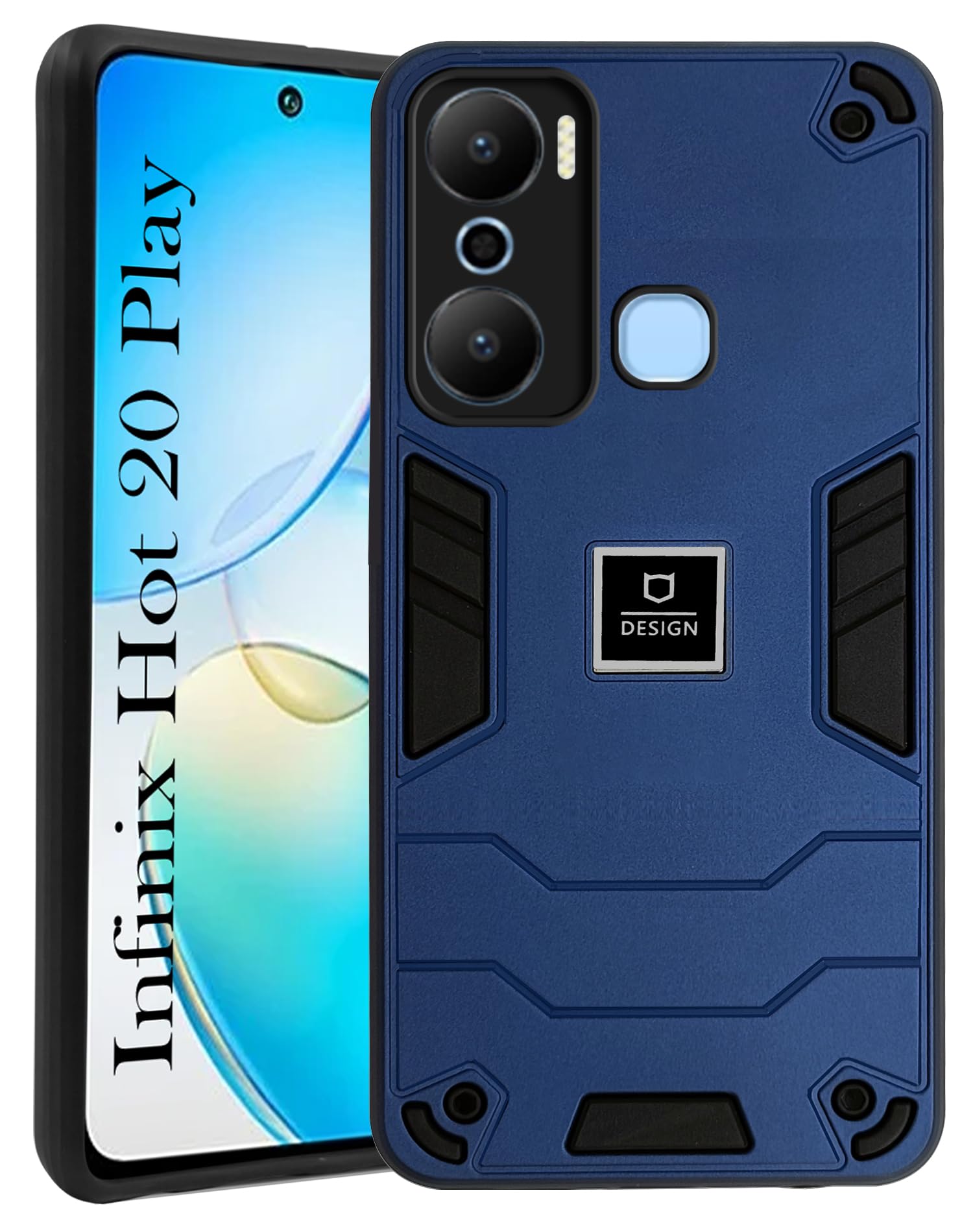 For Infinix Hot 20 Play Back Cover Case (Lightweight Hybrid Armor Shockproof Polycarbonate)