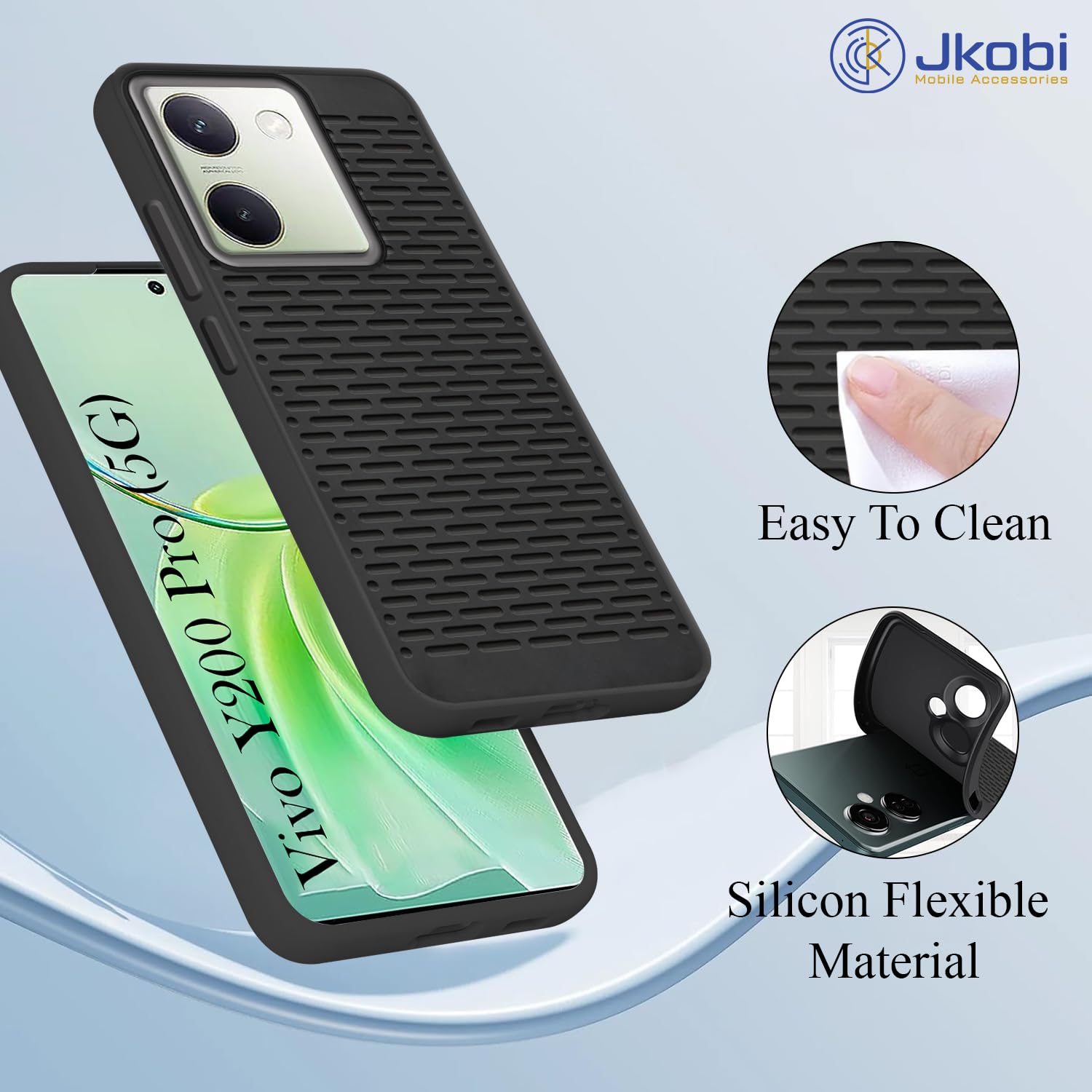 For Vivo Y200 Pro 5G Back Cover Case (Unique Texture Design | Silicon Flexible Case | Slim and Light Weight | Soft Touch Feel)