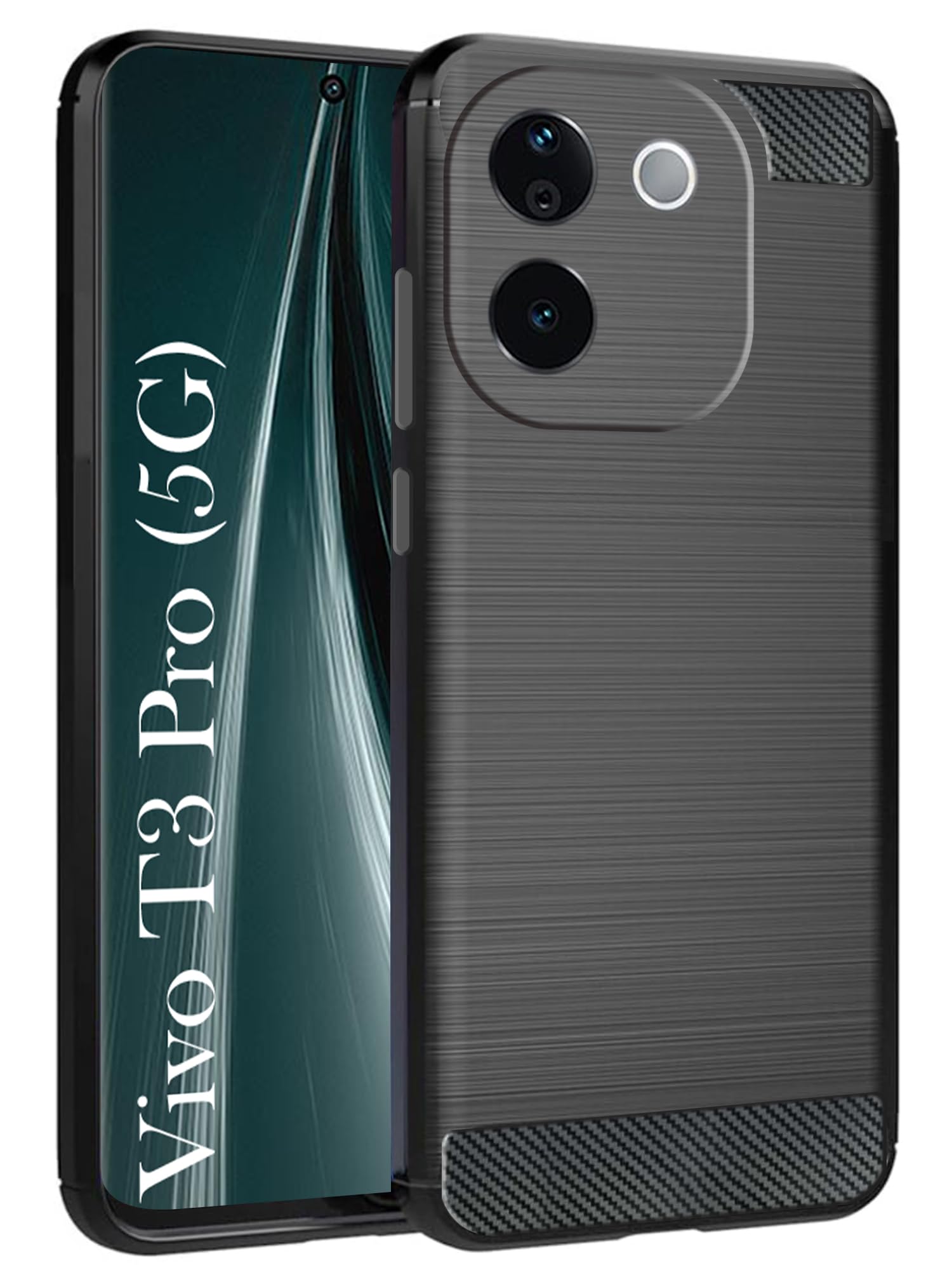 For Vivo T3 Pro Back Cover Case ( Hybrid Armor Case | Carbon Fiber Shockproof | Soft and Flexible)