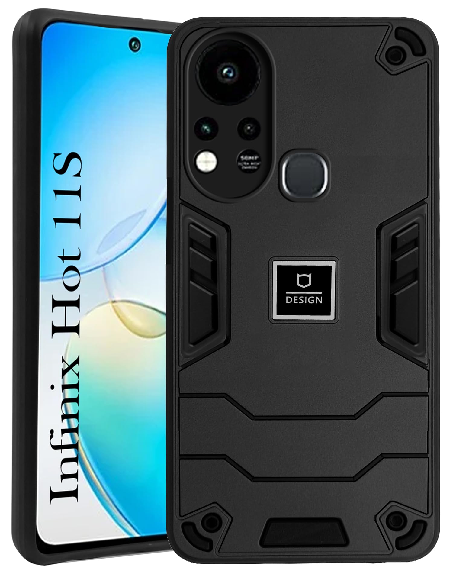 For Infinix Hot 11s Back Cover Case (Lightweight Hybrid Armor Shockproof Polycarbonate)