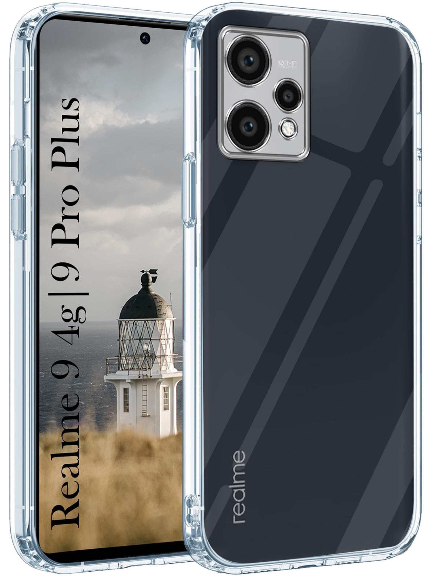 For Realme 9 Pro Plus | Realme 9 4G Back Cover (Silicone Clear Shockproof Case with Camera Protection | Soft and Flexible)