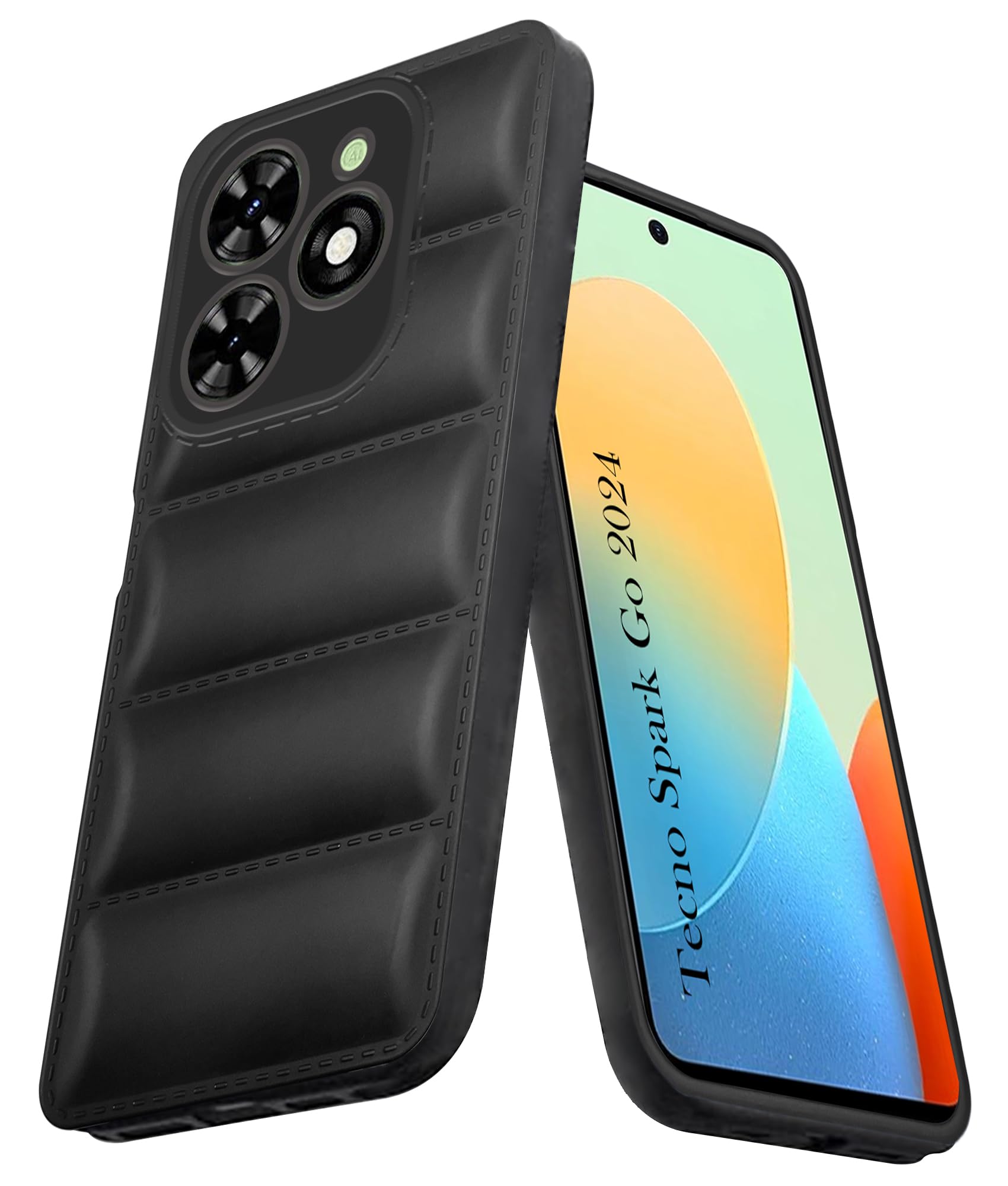 For Tecno Spark Go 2024 Back Cover Case (Puffer Cushion Wave Design | Camera Protection)