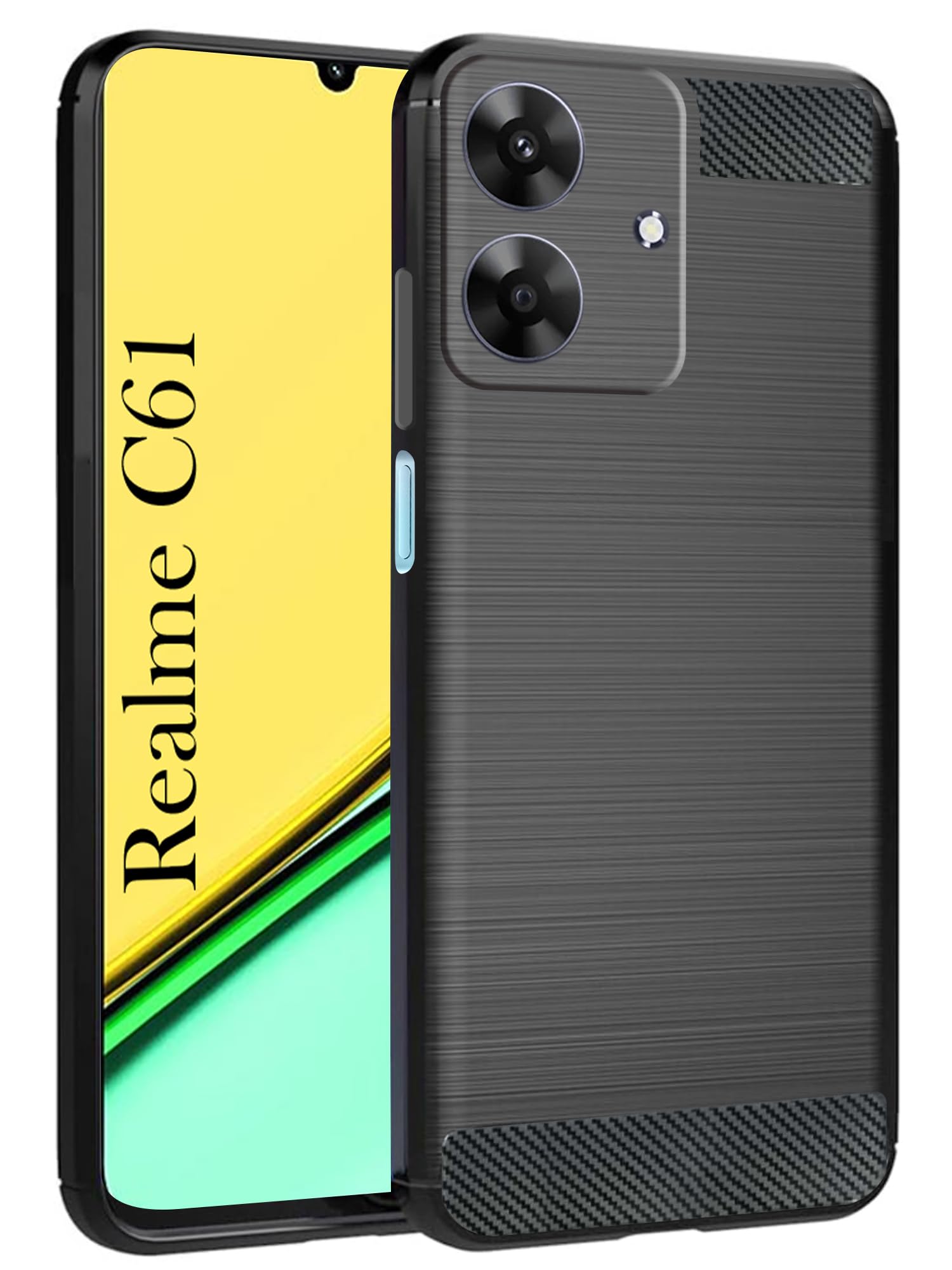 For Realme C61 | Realme Narzo N61 Back Cover Case (Hybrid Armor Case | Carbon Fiber Shockproof | Soft and Flexible)