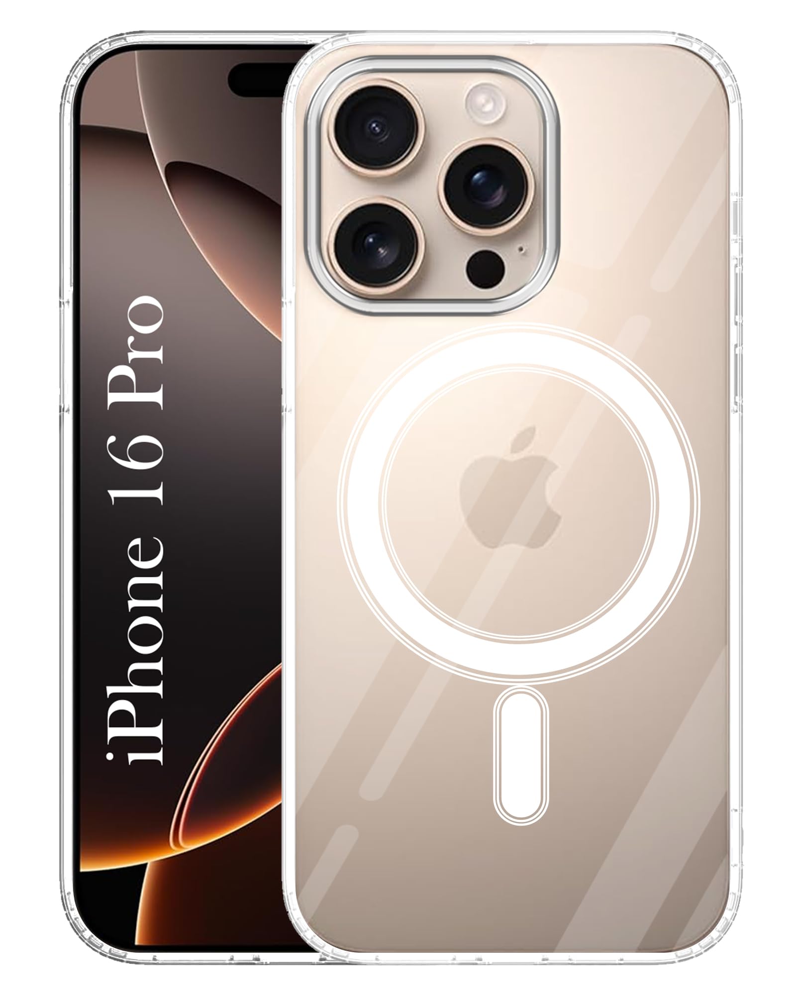 For Apple iPhone 16 Pro Back Cover Case ( MagSafe Compatible Wireless Charging | Hybrid Camera Bump Protection | Shockproof Polycarbonate Material)
