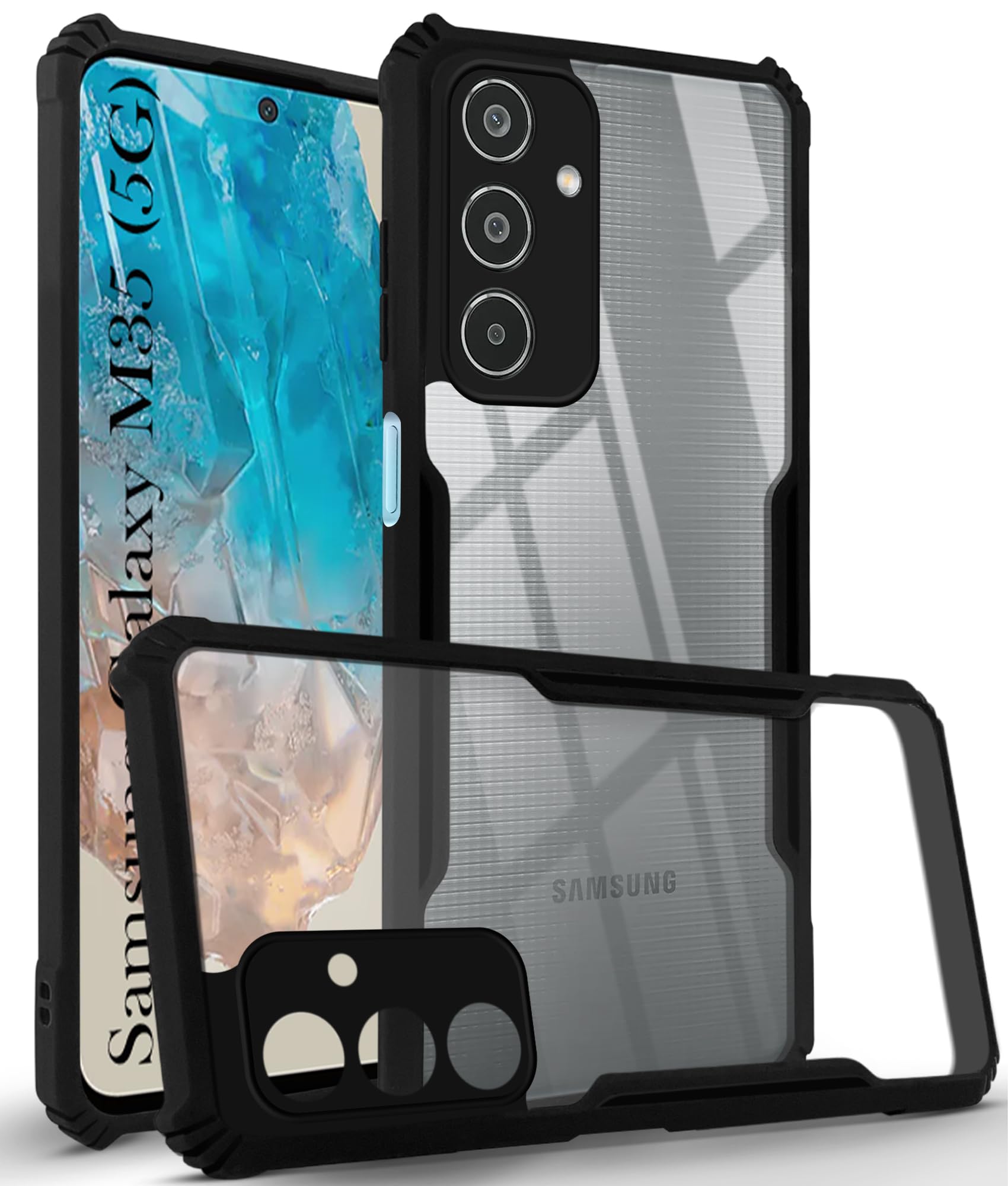 For Samsung Galaxy M35 5G Back Cover Case (Shockproof with Polycarbonate Clear Panel | Professional Black)