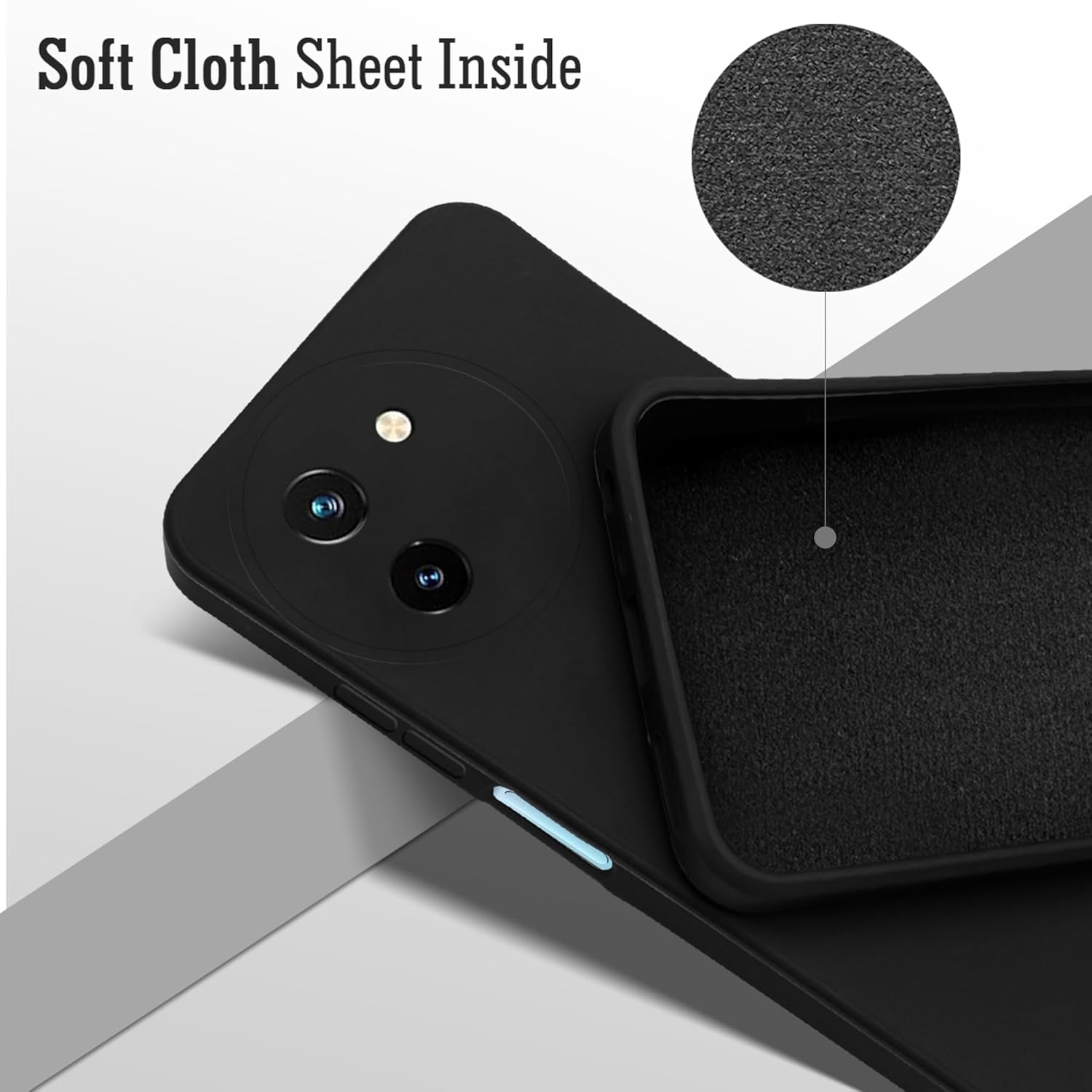 For Vivo T3x 5G Back Cover Case (Matte Finish Silicone with Inside Fiber Cloth)