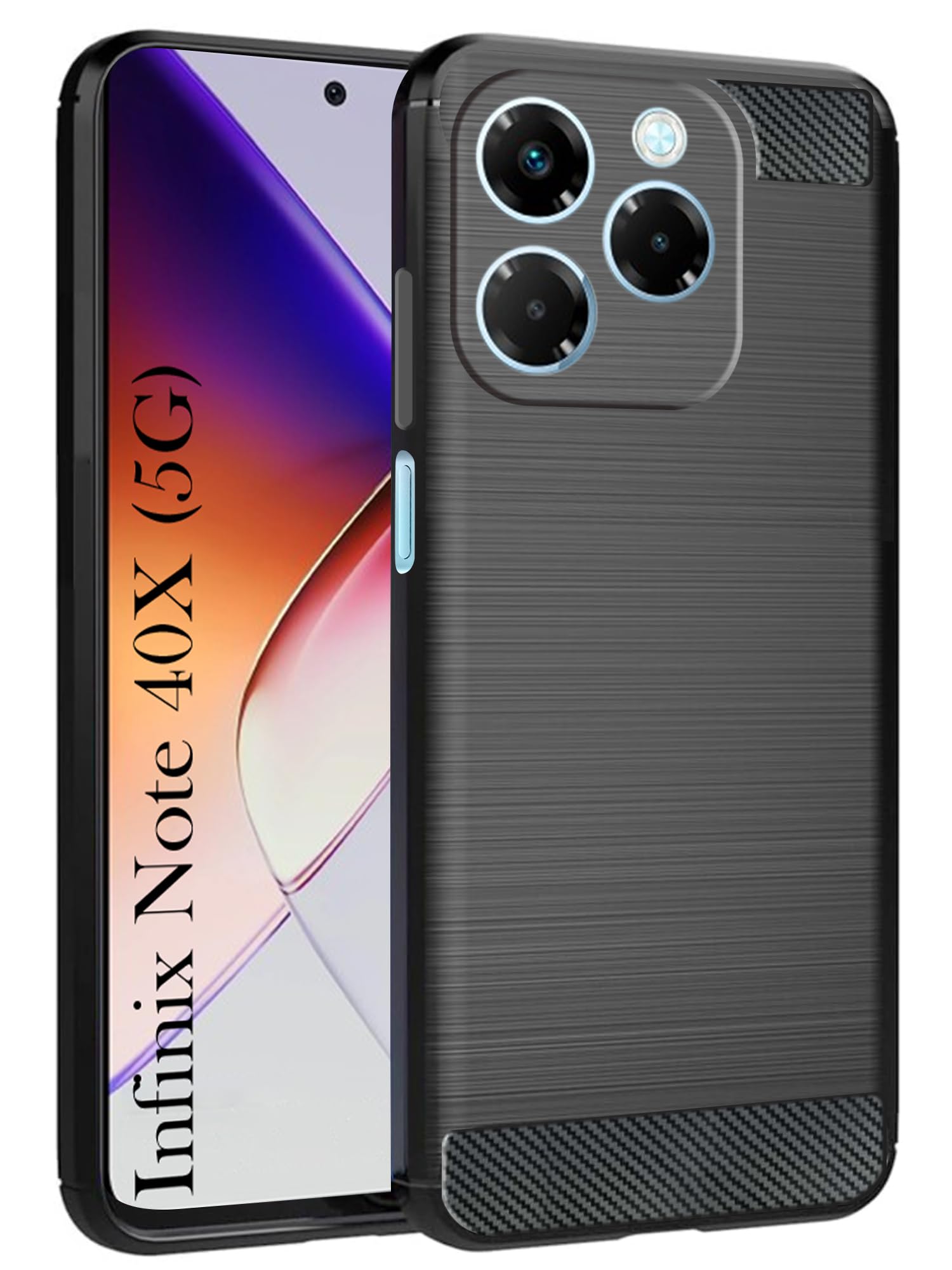 For Infinix Note 40X 5G Back Cover Case (Hybrid Armor Case | Carbon Fiber Shockproof | Soft and Flexible)