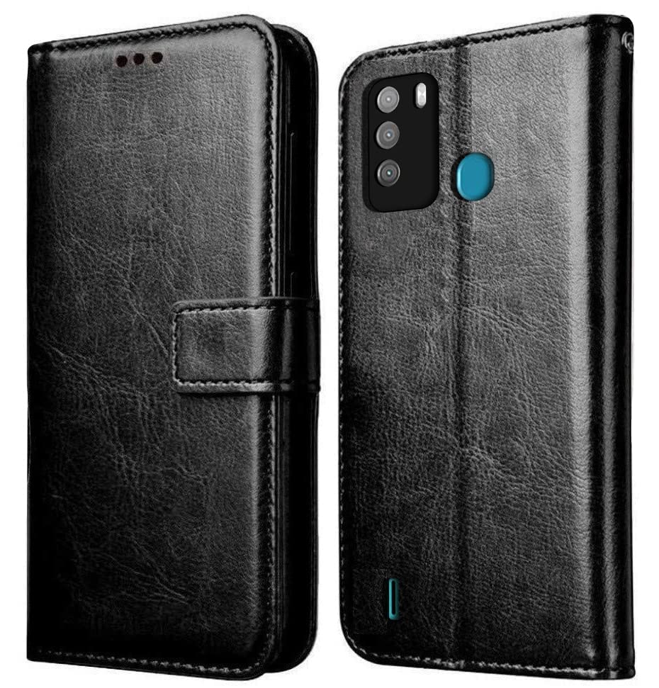 For Tecno Pop 5X Flip Cover Case (Leather Finish | Magnetic Closure | Foldable Stand | Wallet Card Slots)