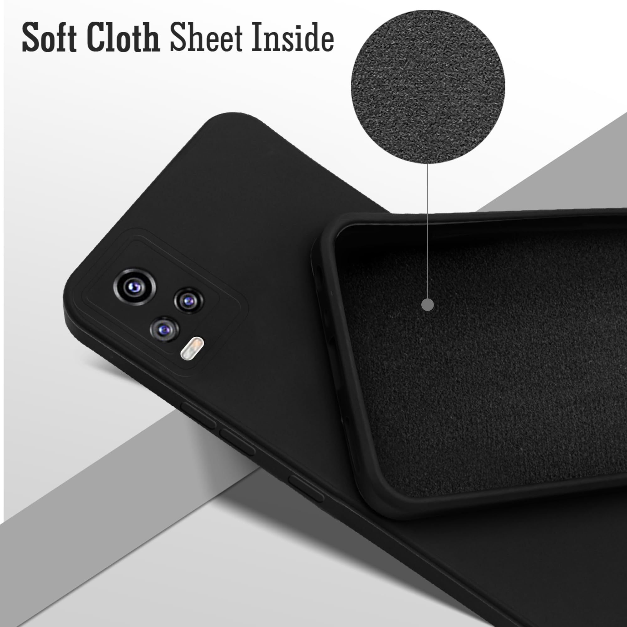 For Vivo V21e 4G Back Cover Case( Matte Finish Silicone with Inside Fiber cloth)