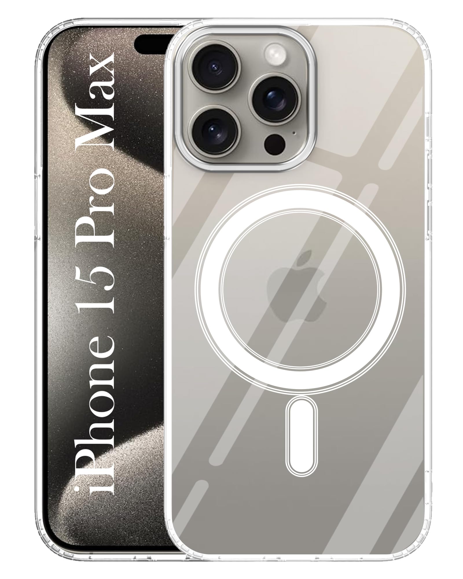 For Apple iPhone 15 Pro Max Back Cover Case ( MagSafe Compatible Wireless Charging | Hybrid Camera Bump Protection | Shockproof Polycarbonate Material)