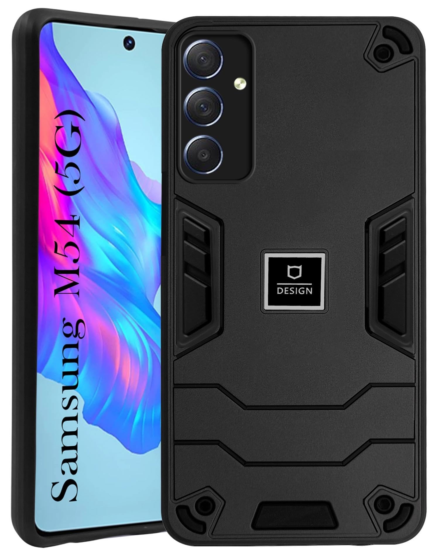 For Samsung Galaxy M54 5G Back Cover Case (Lightweight Hybrid Shockproof Polycarbonate| Slim Black)