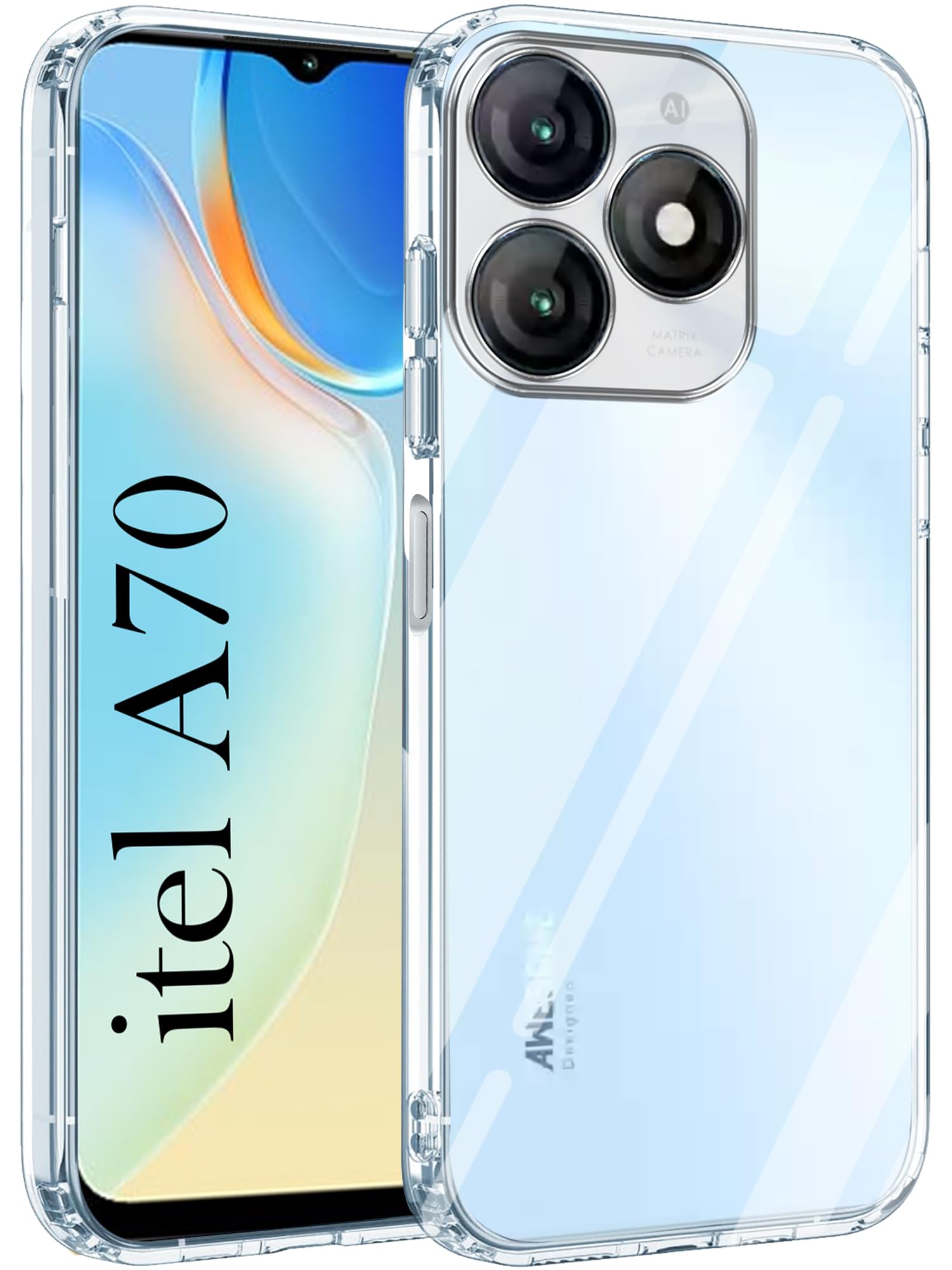 For Itel A70 Back Cover (Silicone Clear Shockproof Case with Camera Protection | Soft and Flexible)