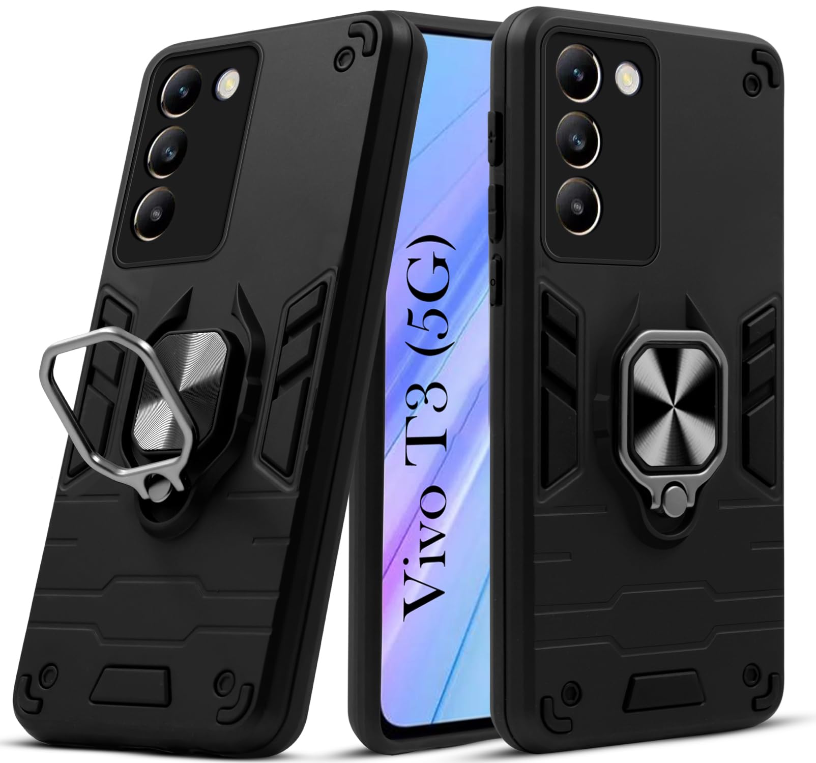 For Vivo T3 5G Back Cover Case (Shockproof Polycarbonate Dual Layer Hybrid Armor)