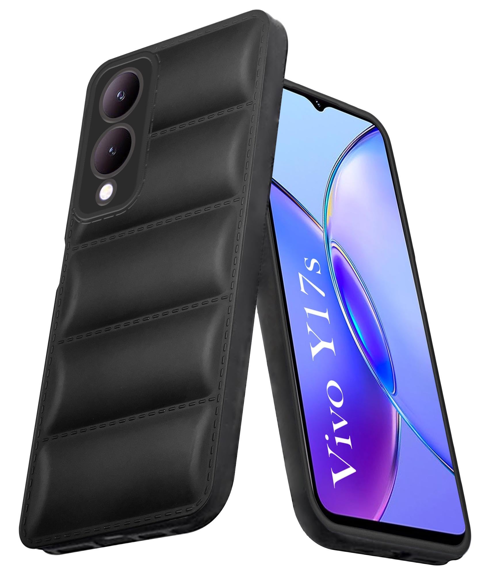 For Vivo Y17s Back Cover Case (Puffer Cushion Wave Design Camera