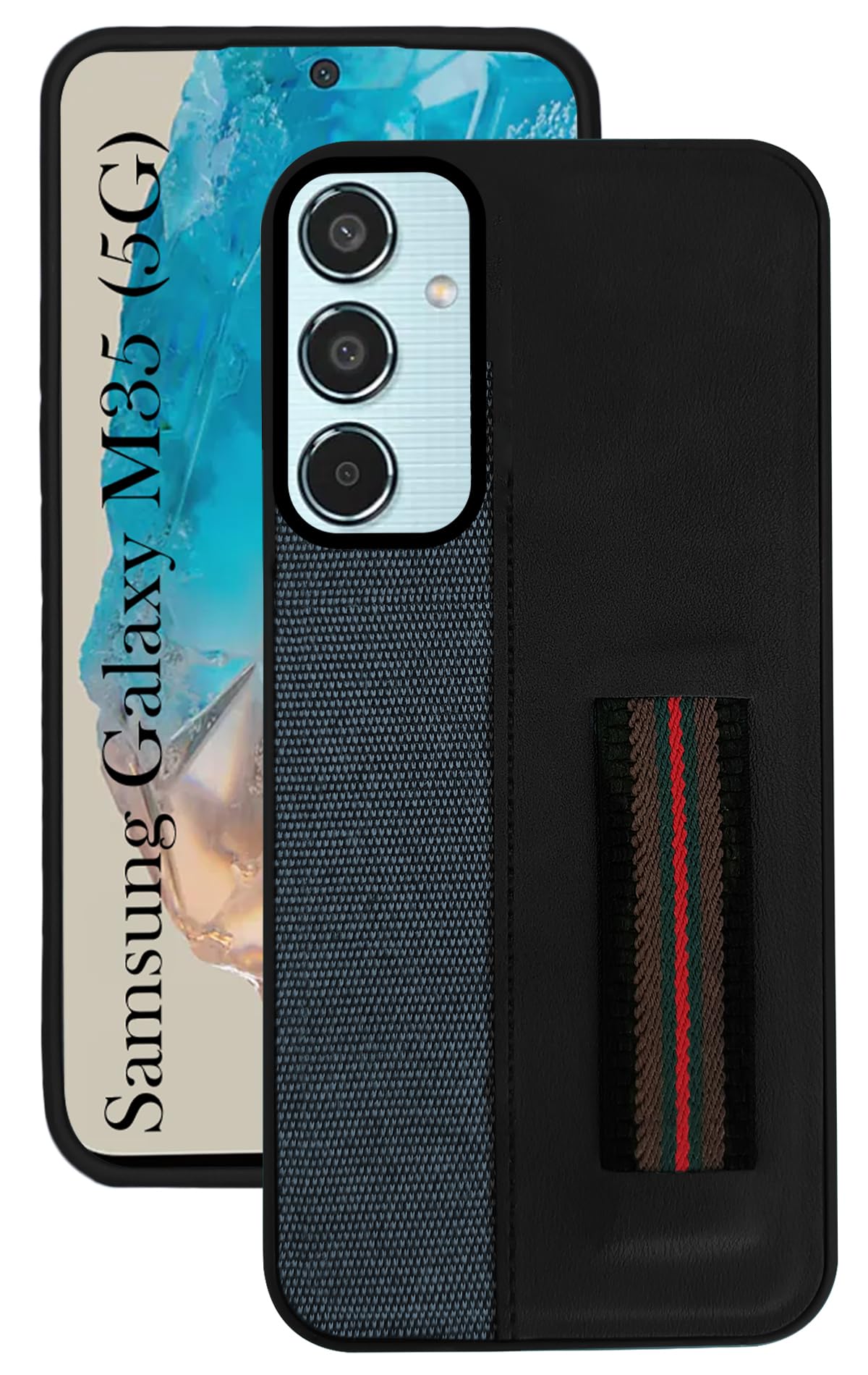 For Samsung Galaxy M35 5G Back Cover Case ( Professional PU Leather | Strip Chain Holder Socket)