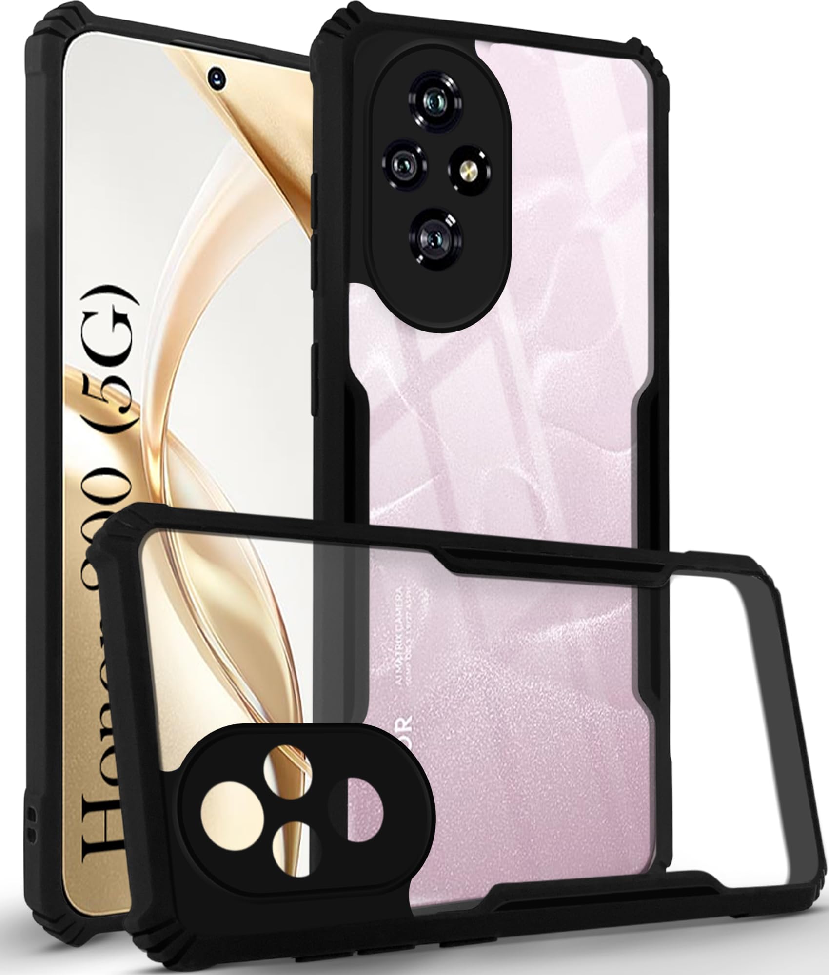 For Honor 200 5G Back Cover Case (Shockproof with Polycarbonate Clear Panel)