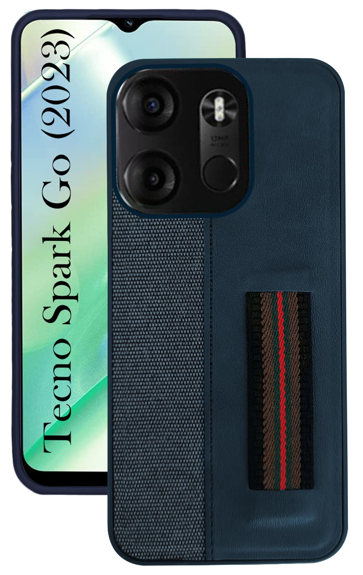 For Tecno Spark Go 2023 Back Cover Case (Professional PU Leather | Strip Chain Holder Socket)