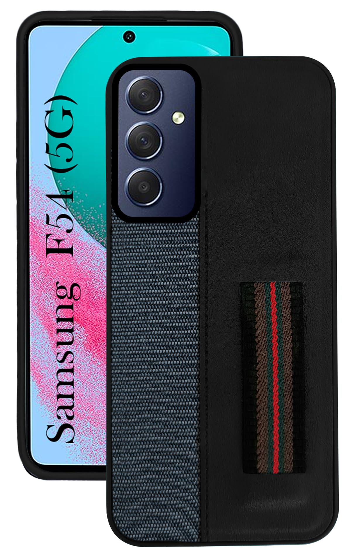 For Samsung Galaxy F54 5G Back Cover Case (Professional PU Leather | Strip Chain Holder Socket)