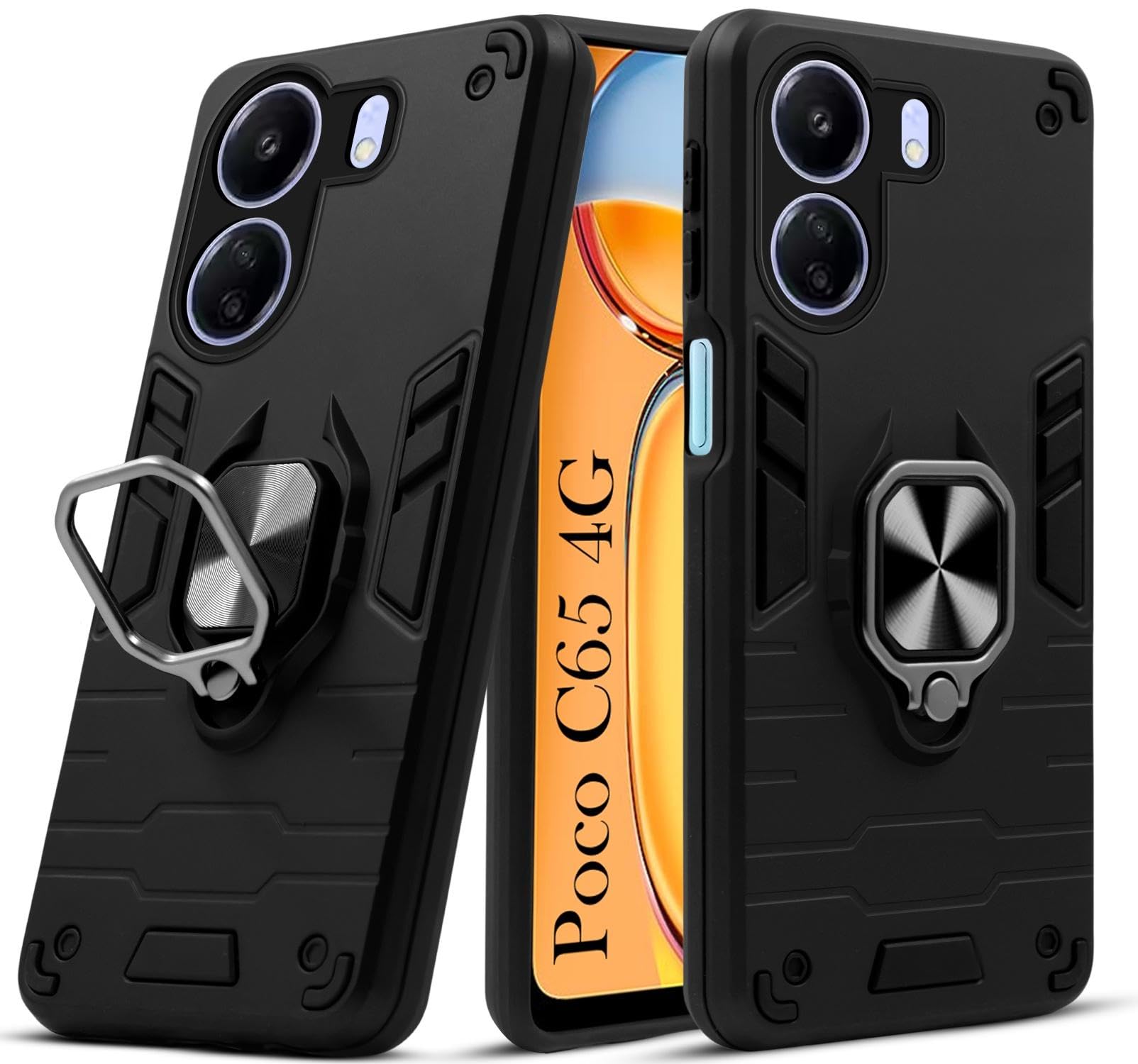 For Poco C65 Back Cover Case (Shockproof Polycarbonate Dual Layer Hybrid Armor)
