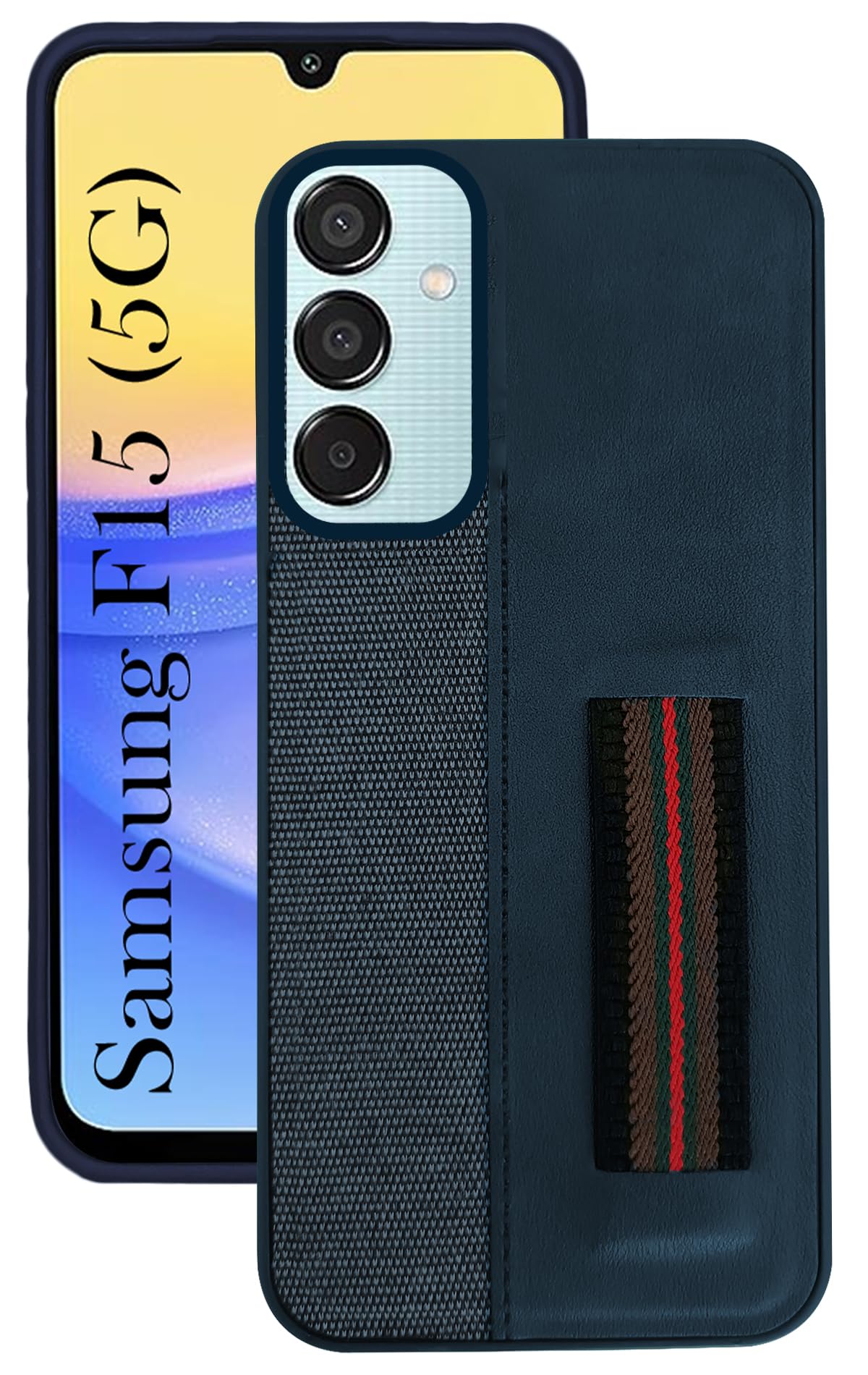 For Samsung Galaxy F15 5G Back Cover Case (Professional PU Leather | Strip Chain Holder Socket)