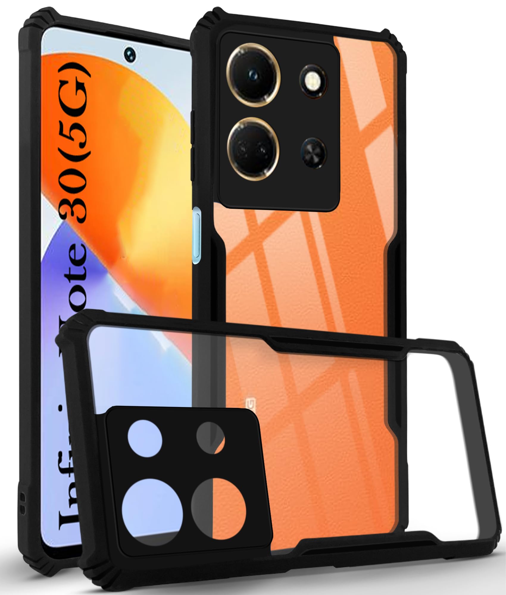 For Infinix Note 30 5G Back Cover Case (Shockproof with Polycarbonate Clear Panel)