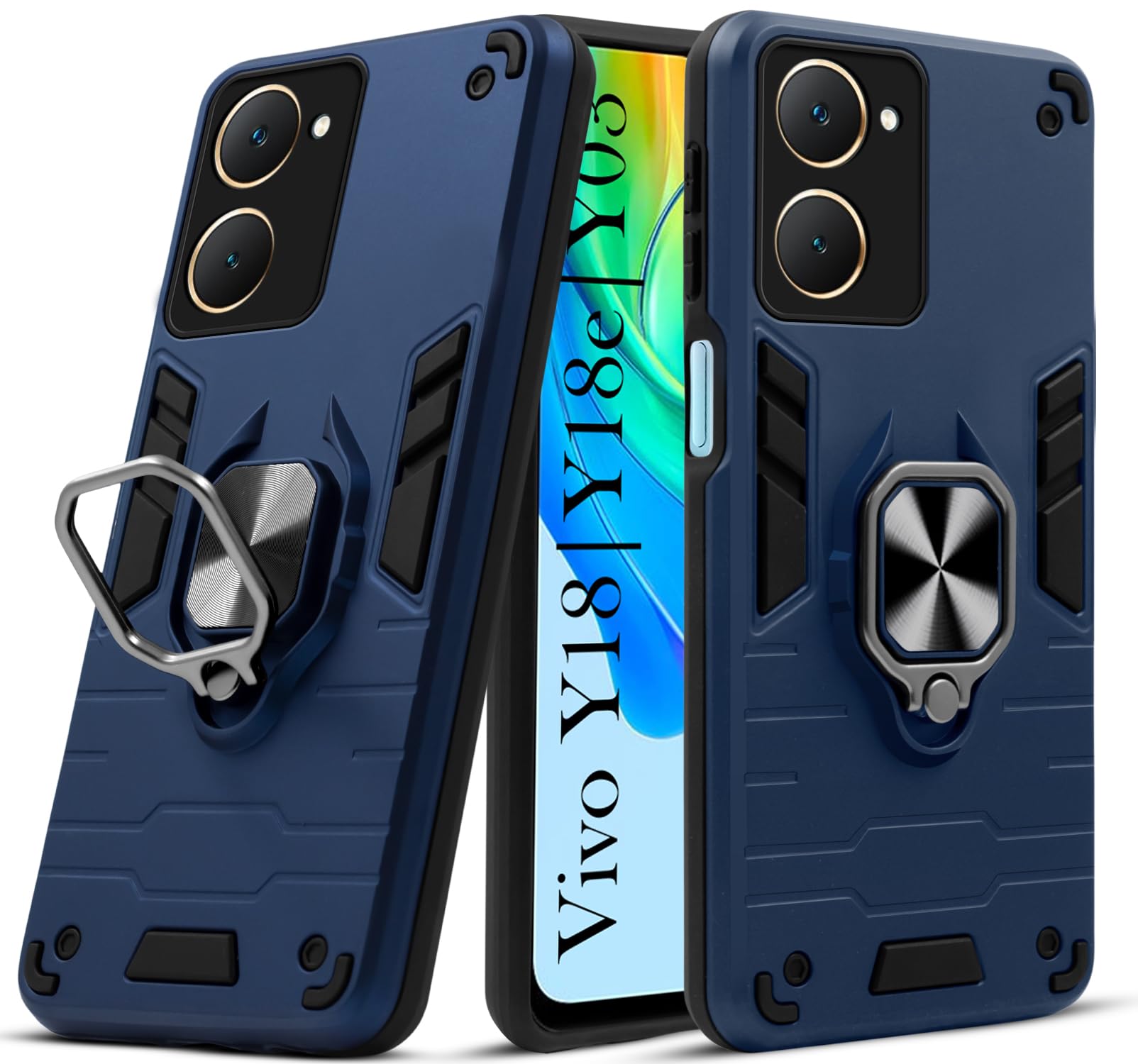 For Vivo Y18 | Y18e | Y03 | Y18i | Y18t Back Cover Case (Shockproof Polycarbonate Dual Layer Hybrid Armor)