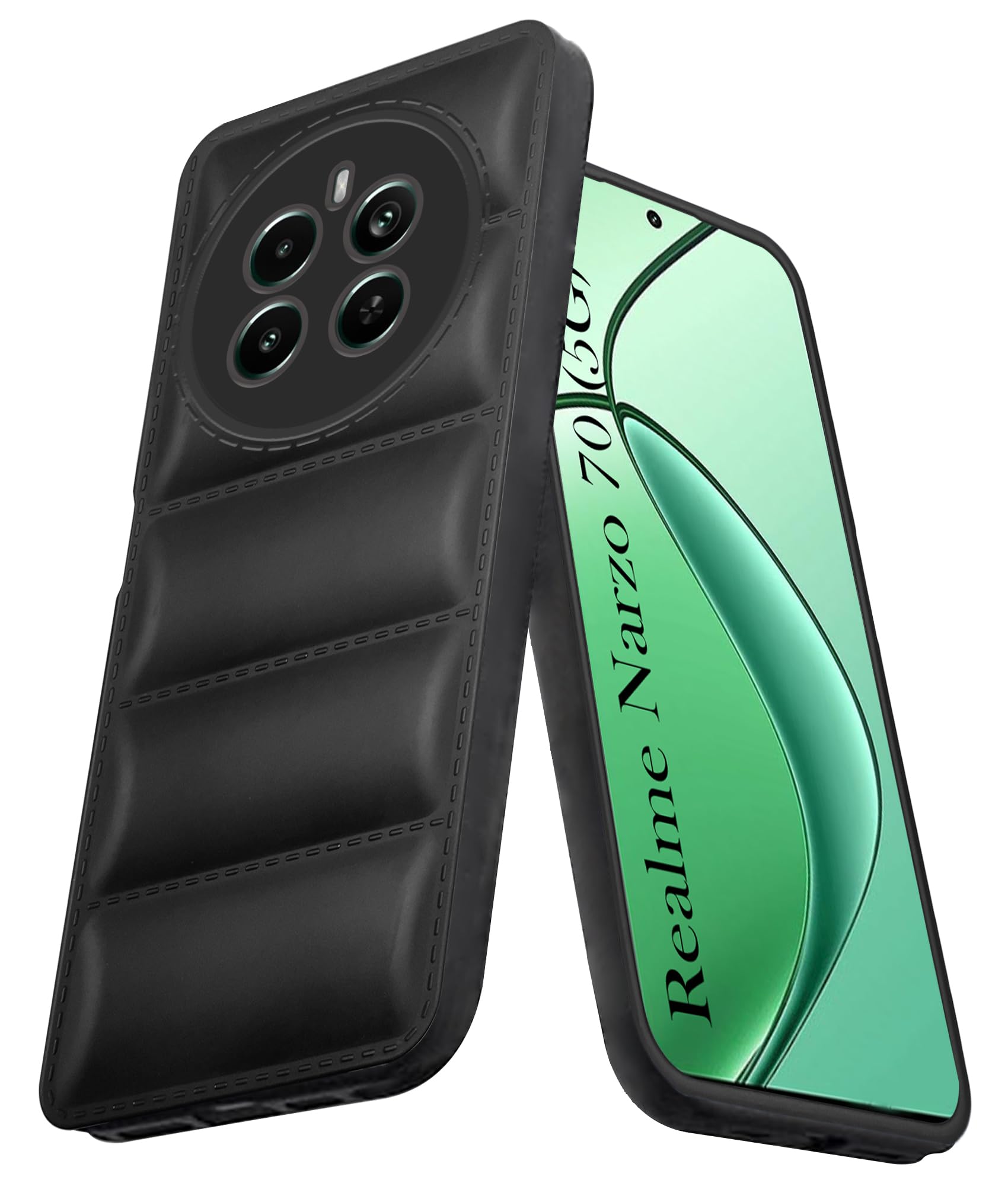 For Realme Narzo 70 5G Back Cover Case (Puffer Cushion Wave Design | Camera Protection)