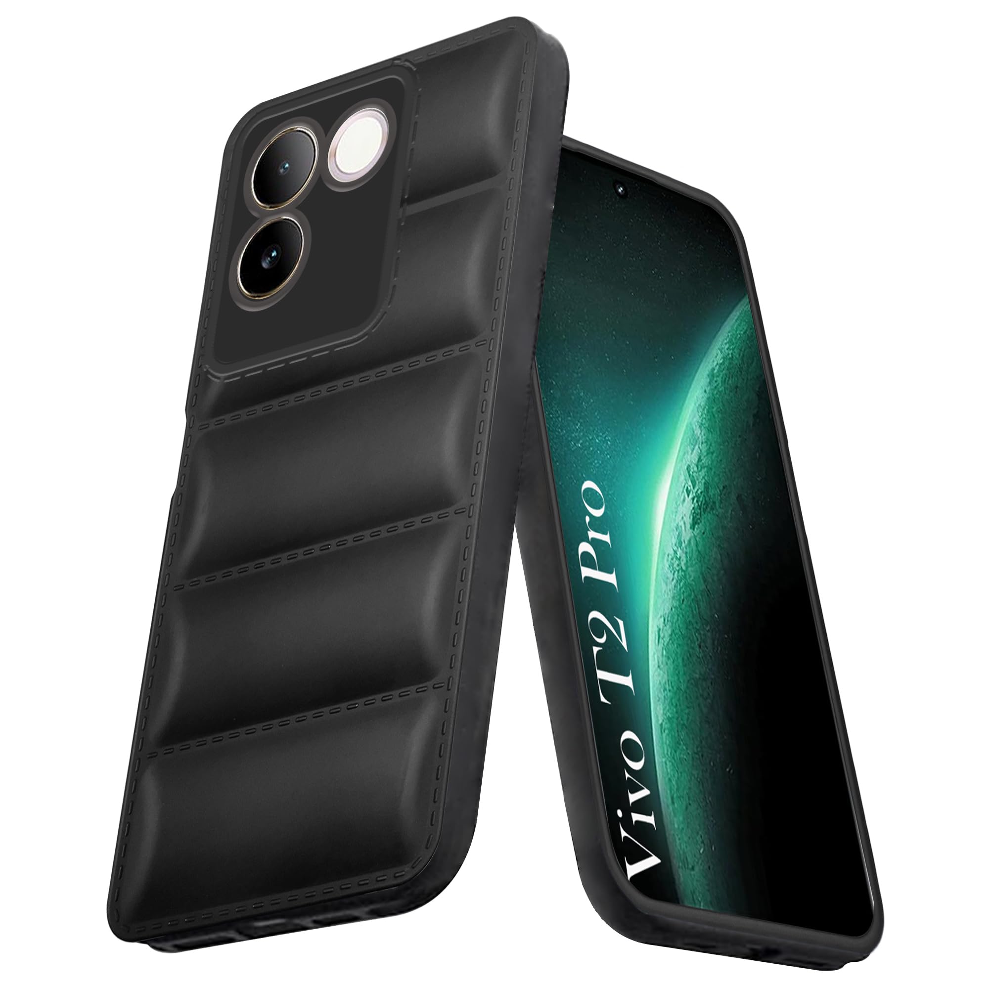 For Vivo T2 Pro Back Cover Case (Puffer Cushion Wave Design | Camera Protection)