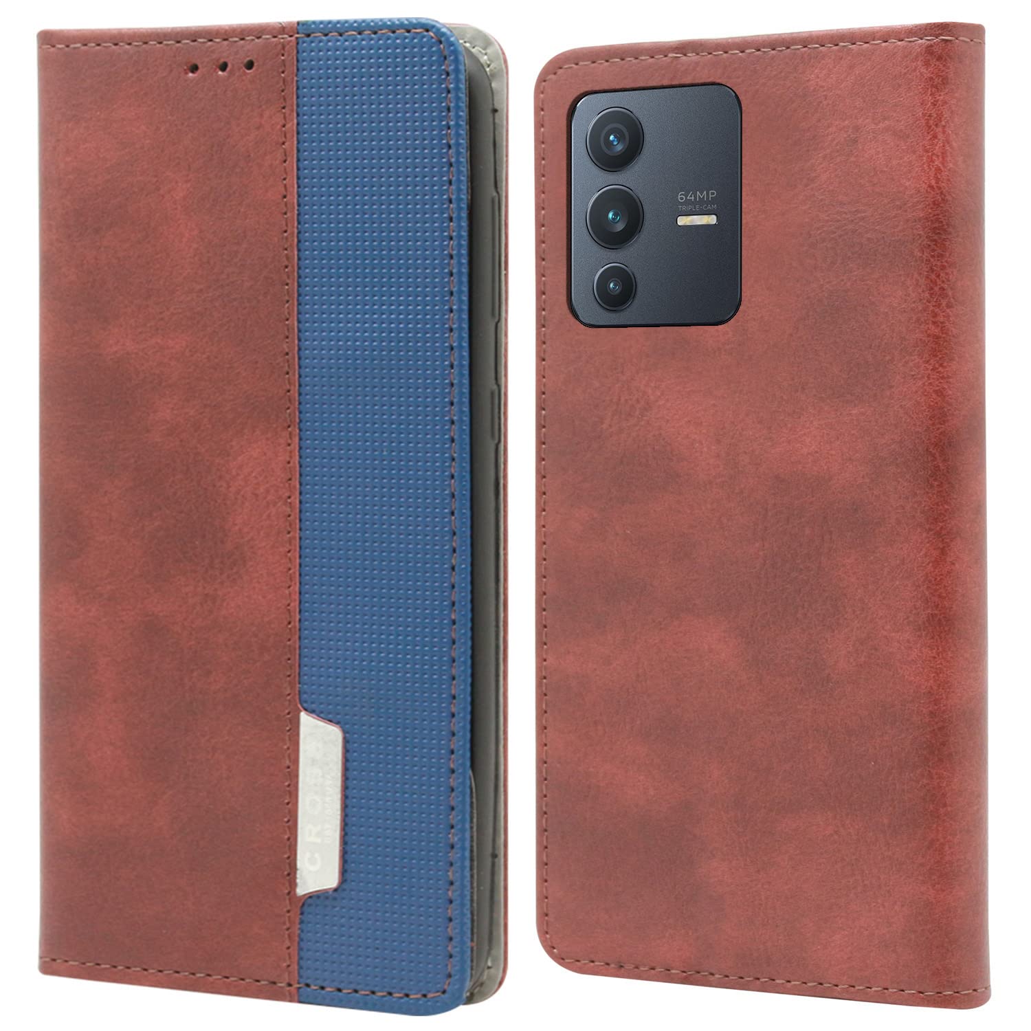 For Vivo V23 Pro Flip Cover Case (Dual Leather | Professional Elegant Series | Inner TPU | Foldable Stand | Wallet Card Slots)