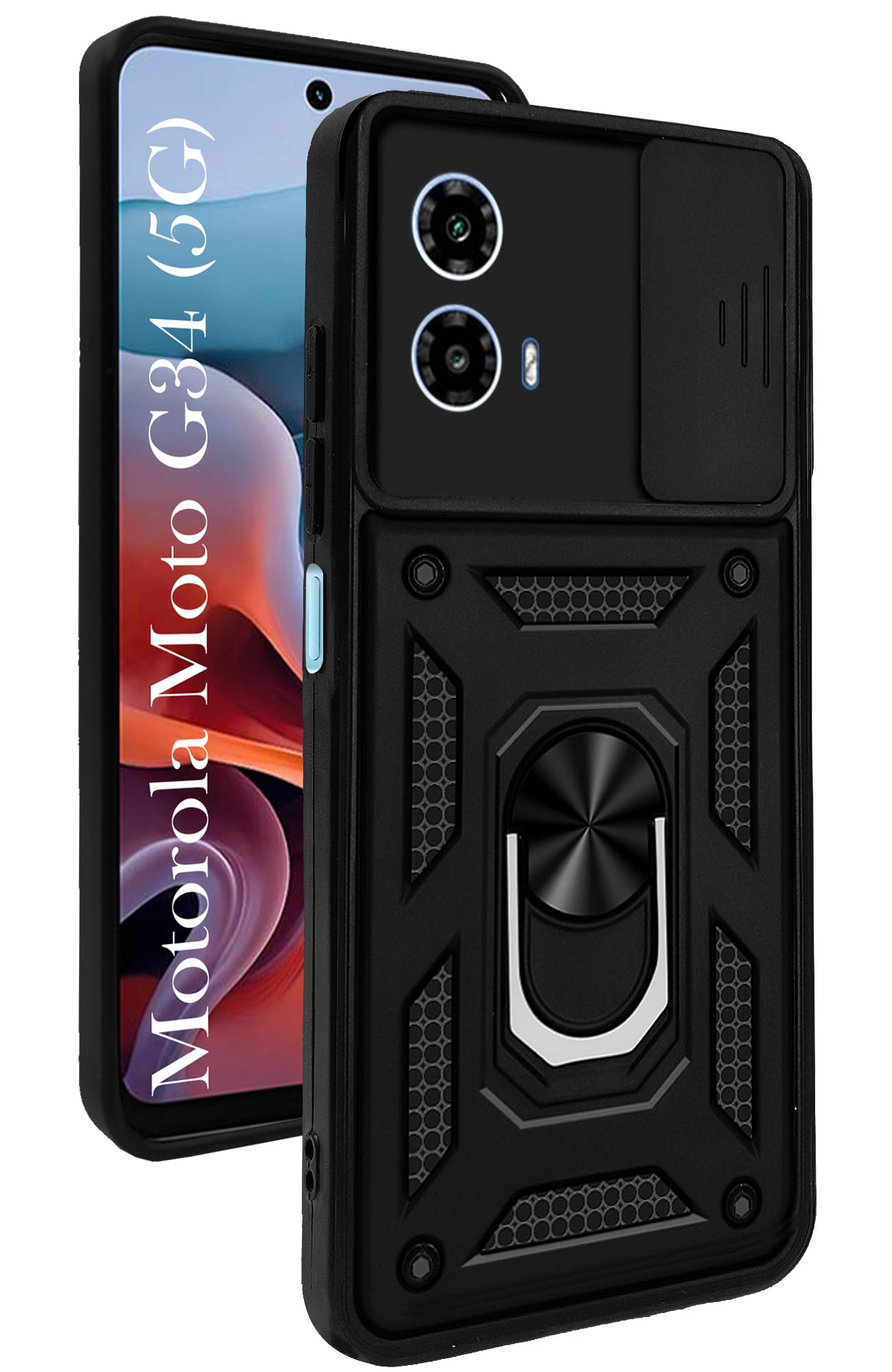For Motorola Moto G34 5G Back Cover Case (Hybrid Dual Armor Polycarbon
