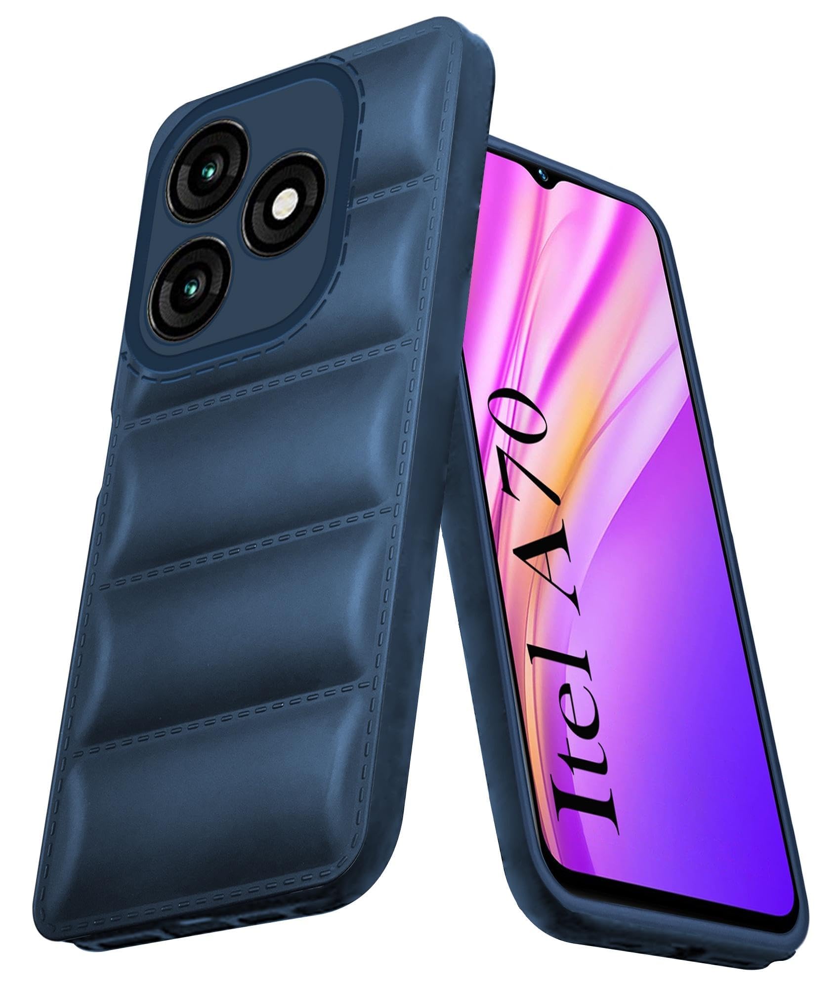 For Itel A70 Back Case Cover (Puffer Cushion Wave Design | Camera Protection)