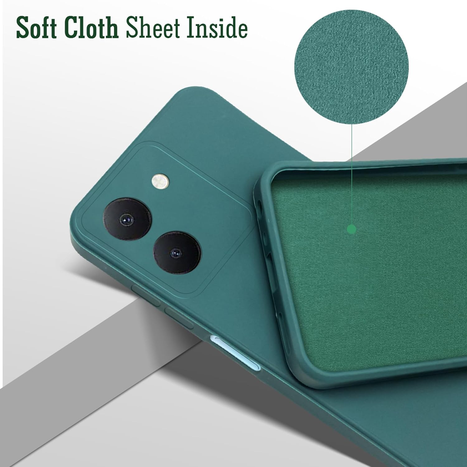 For Vivo Y36 Back Cover Case (Matte Finish Silicone with Inside Fiber Cloth)