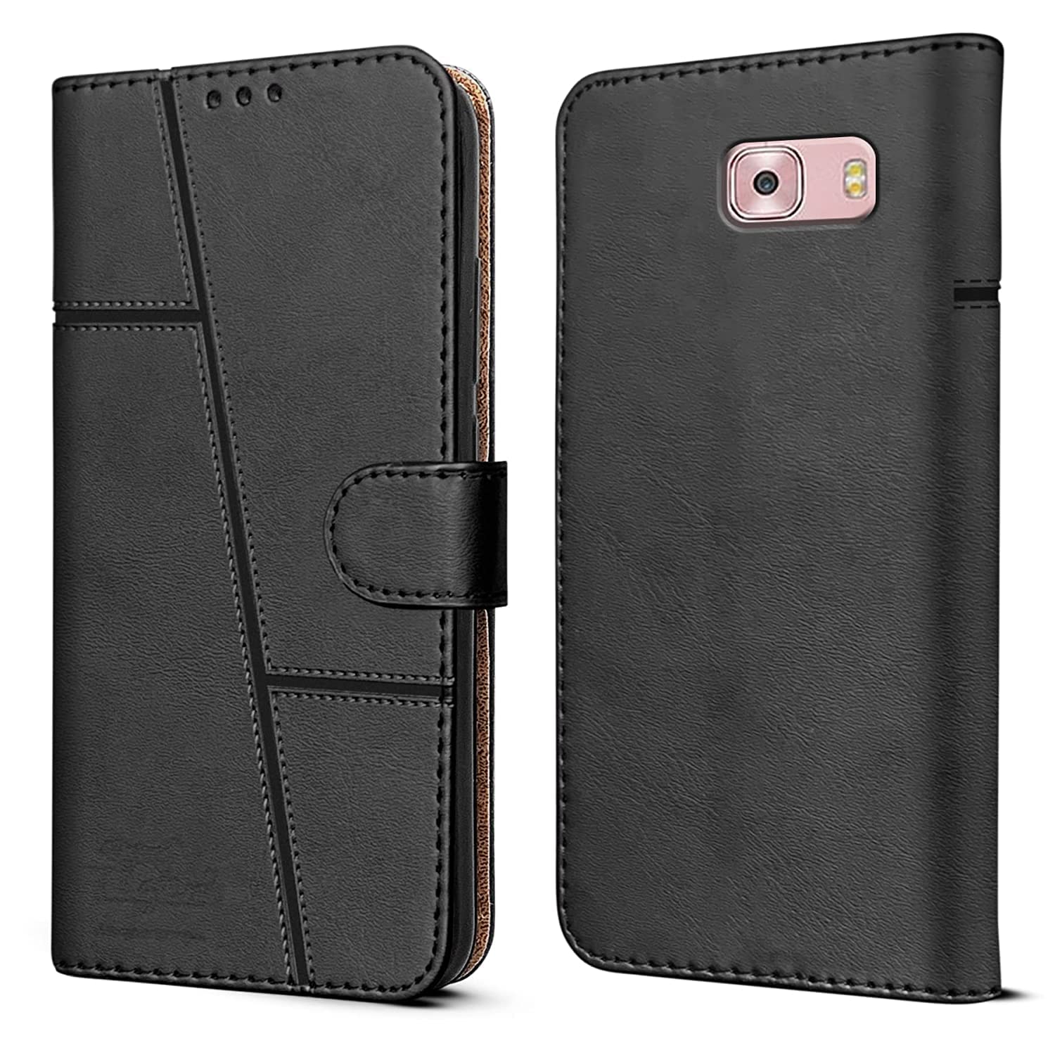 For Samsung Galaxy C9 Pro Flip Cover Case (Stitched Leather Magnetic - Main Image