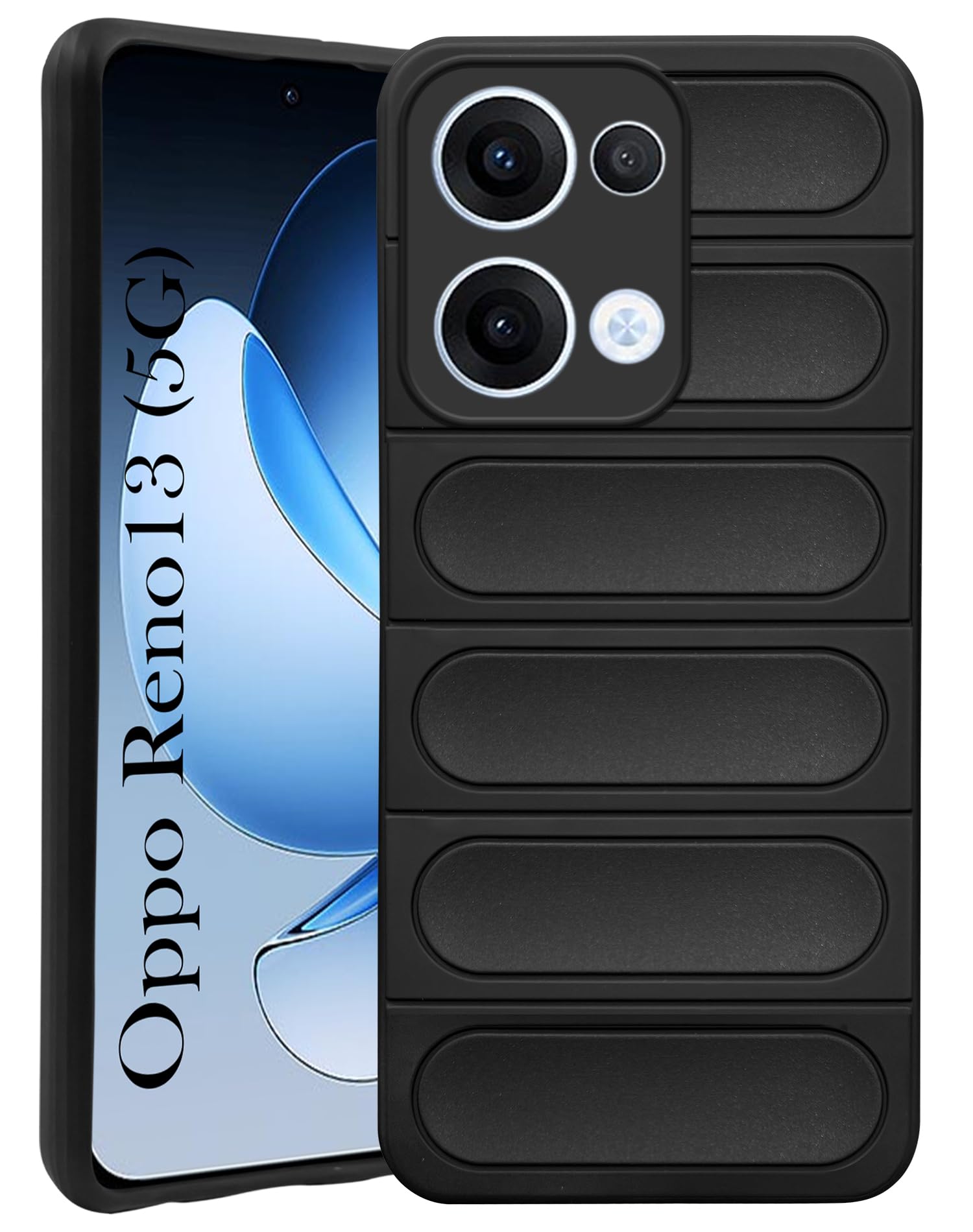 For Oppo Reno13 5G | Oppo Reno 13 5G Back Cover Case (Matte Liquid Silicone | Professional Design | Camera Protection | Wave Black)