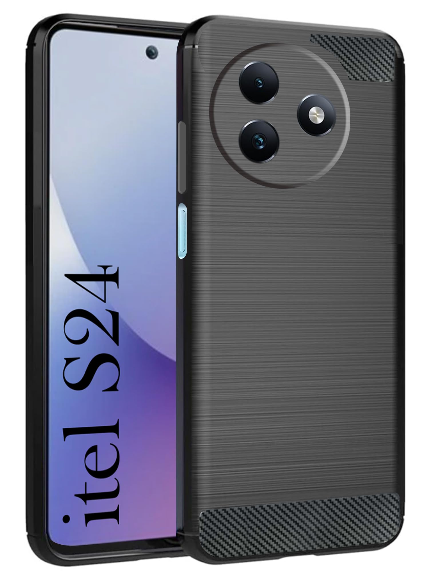 For Itel S24 Back Cover Case (Hybrid Armor Case | Carbon Fiber Shockproof | Soft and Flexible)