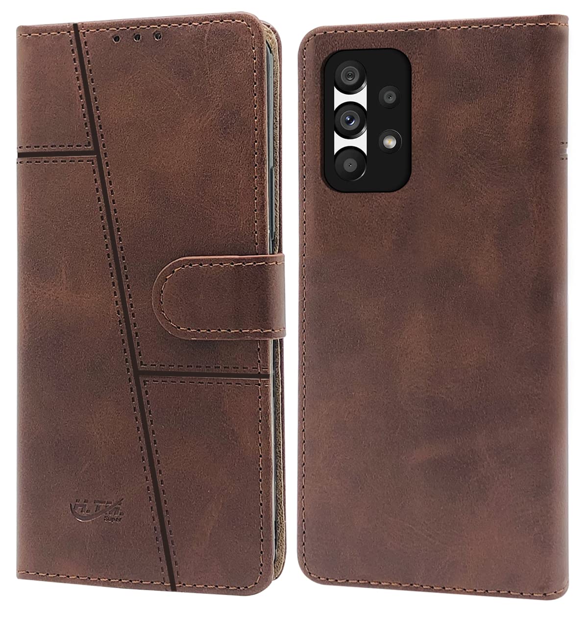 For Samsung Galaxy A73 5G Flip Cover Case (Stitched Leather Finish | Magnetic Closure | Inner TPU | Foldable Stand | Wallet Card Slots)