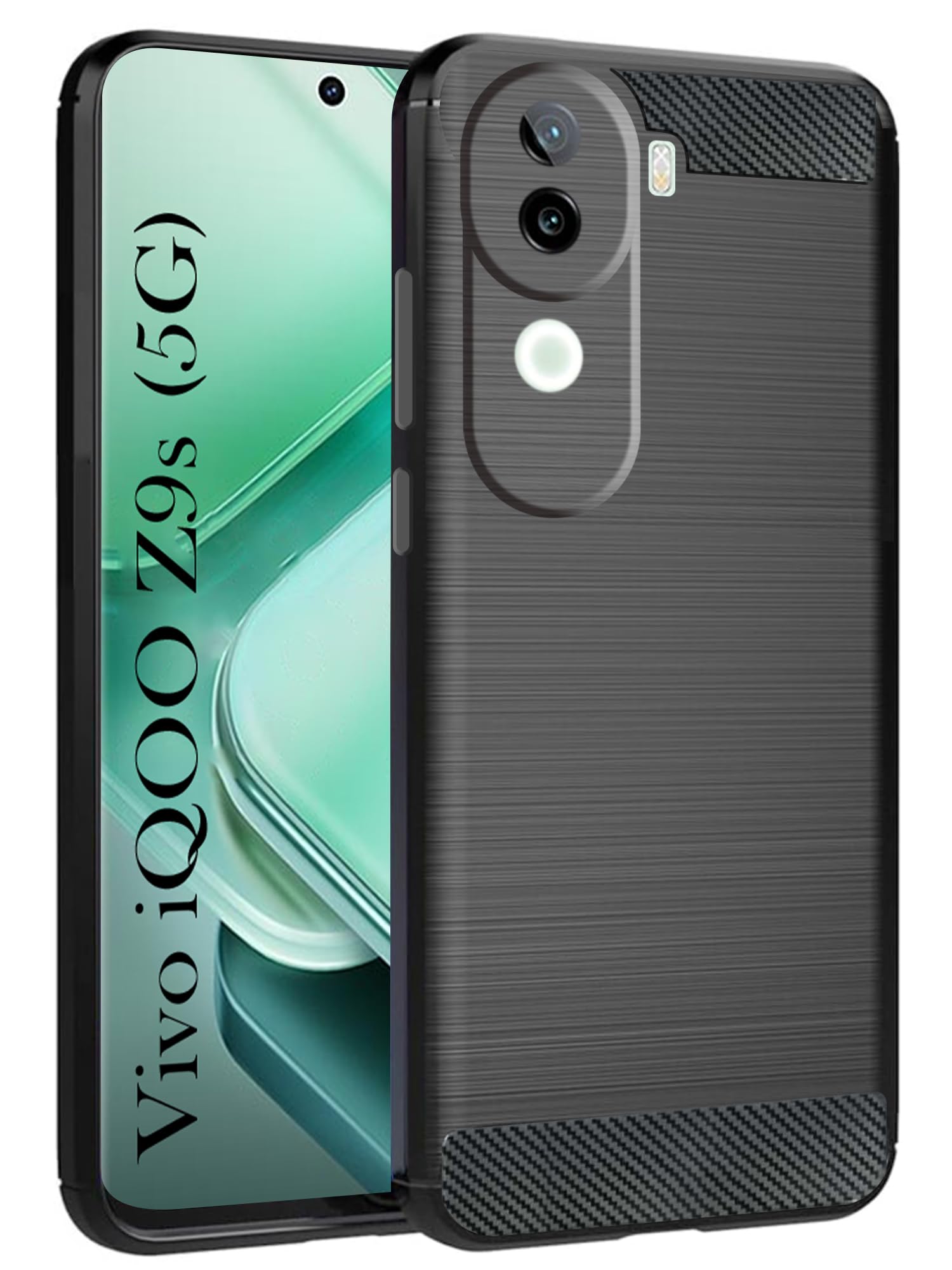 For Vivo iQOO Z9s Back Cover Case  ( Hybrid Armor Case | Carbon Fiber Shockproof | Soft and Flexible)