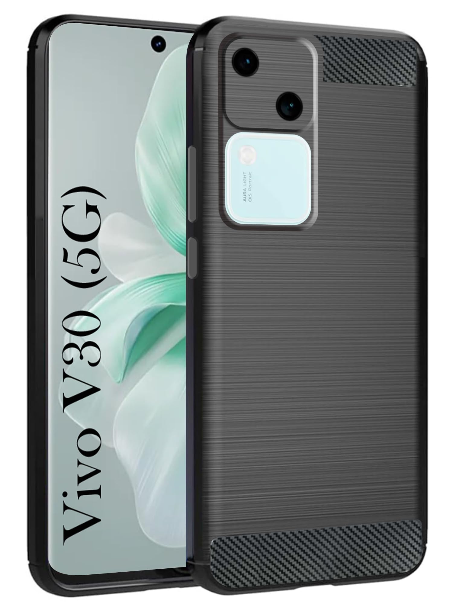 For Vivo V30 5G Back Cover Case (Hybrid Armor Case | Carbon Fiber Shockproof | Soft and Flexible)