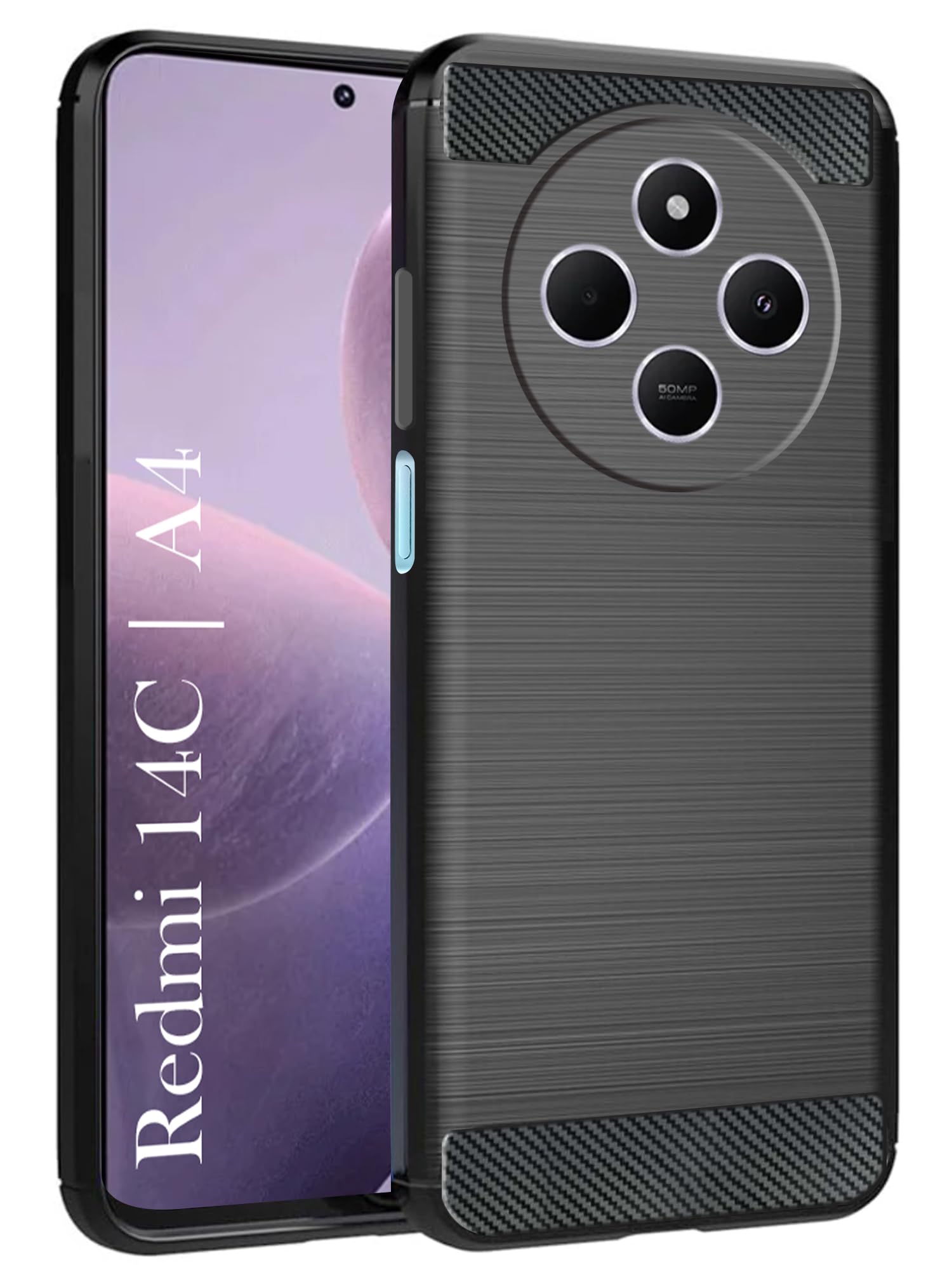 For Redmi A4 5G | Xiaomi Redmi 14C Back Cover Case ( Hybrid Armor Case | Carbon Fiber Shockproof | Soft and Flexible)