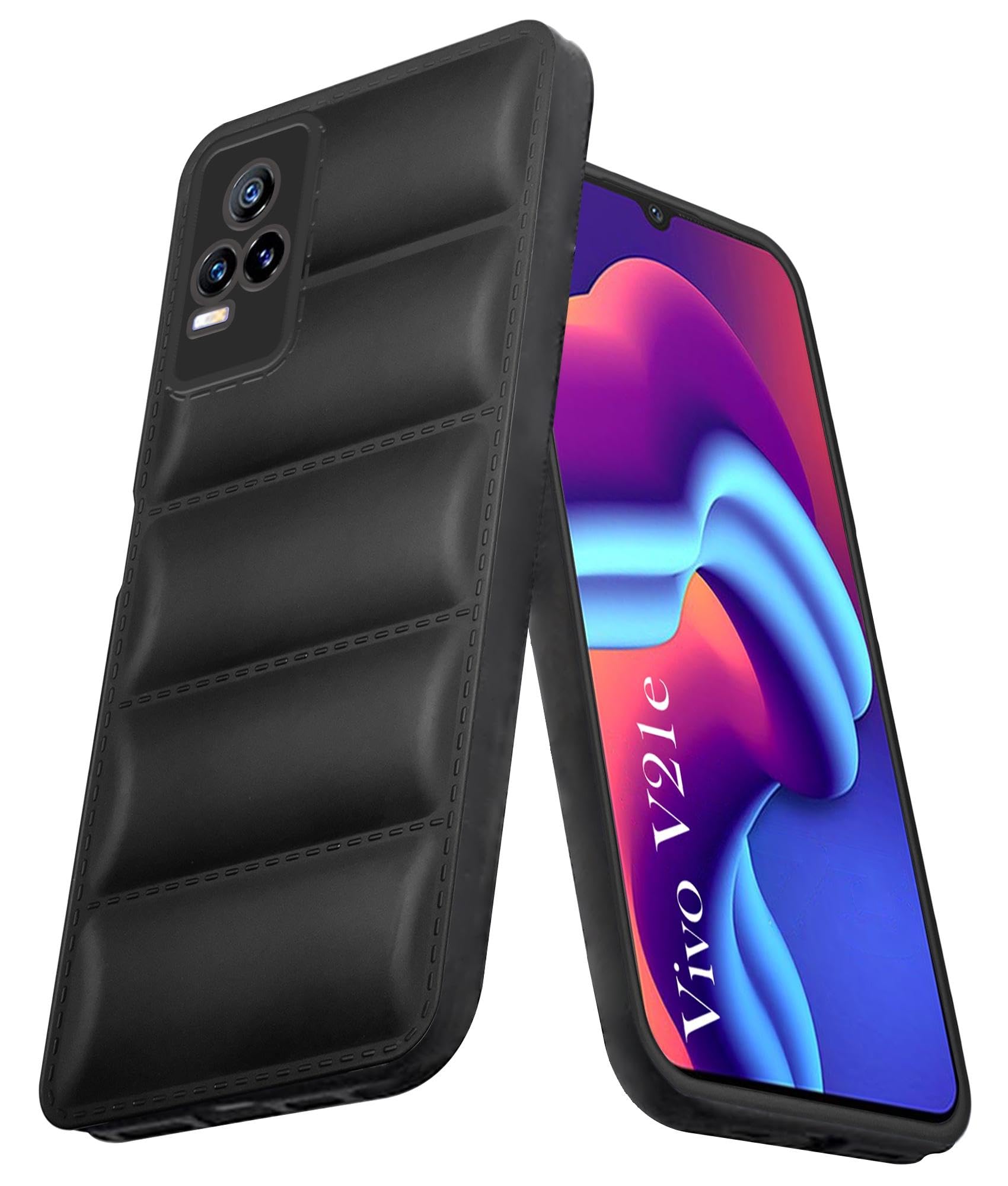 For Vivo V21e 4G Back Cover Case (Puffer Cushion Wave Design | Camera Protection)