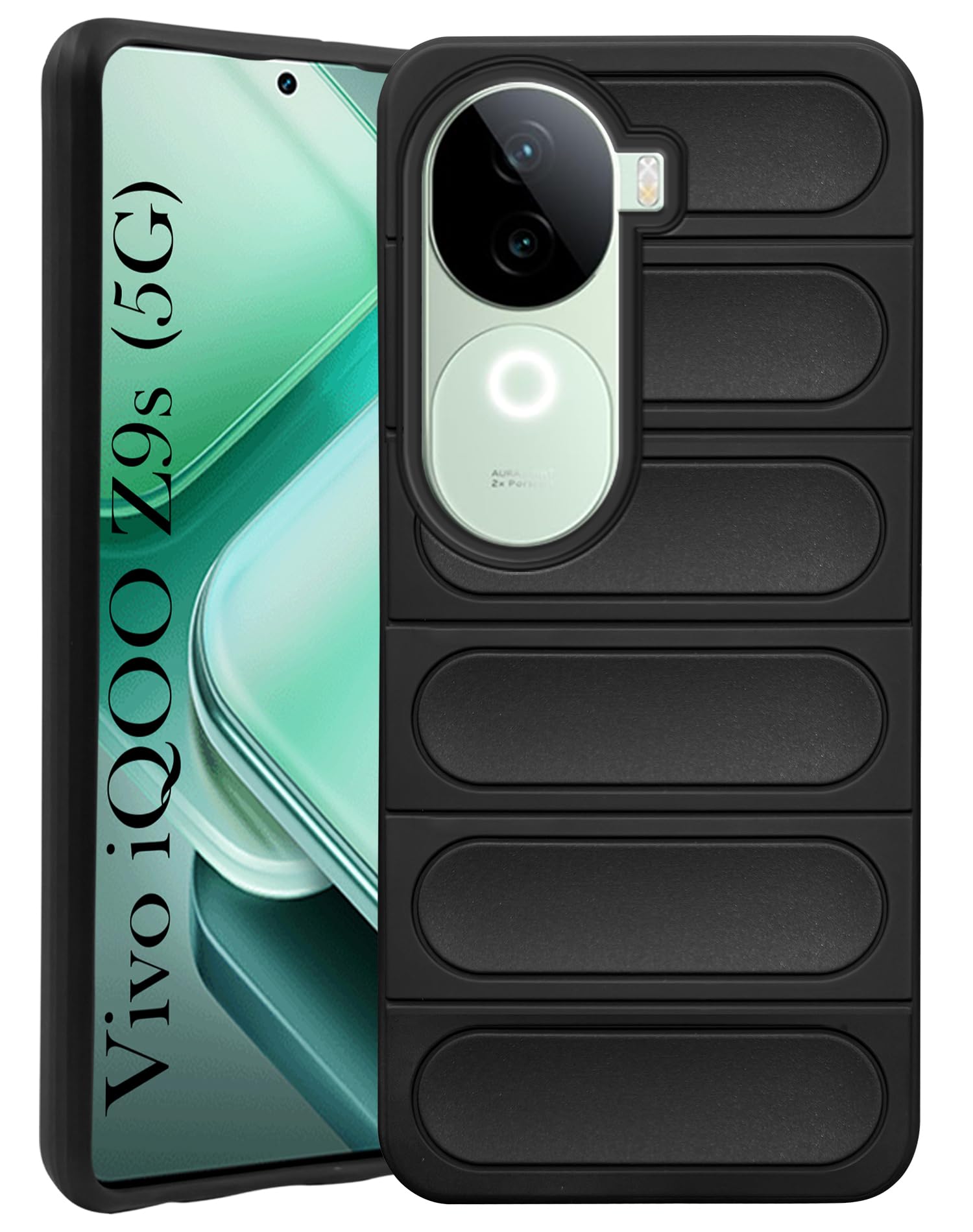 For vivo iQOO Z9s Back Cover Case (Matte Liquid Silicone | Professional Design | Camera Protection | Wave Black)