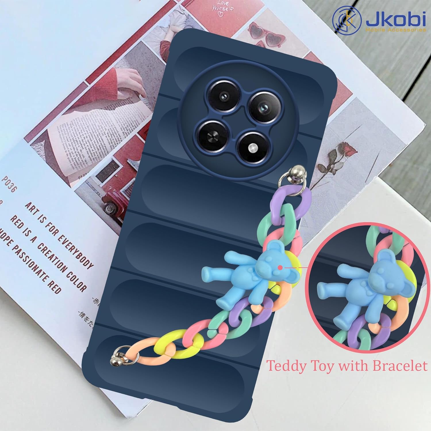 For Realme Narzo N65 5G Back Cover Girls Case with Bracelet (Wrist Hanging Chain | Micro-Fiber Cloth Inside)